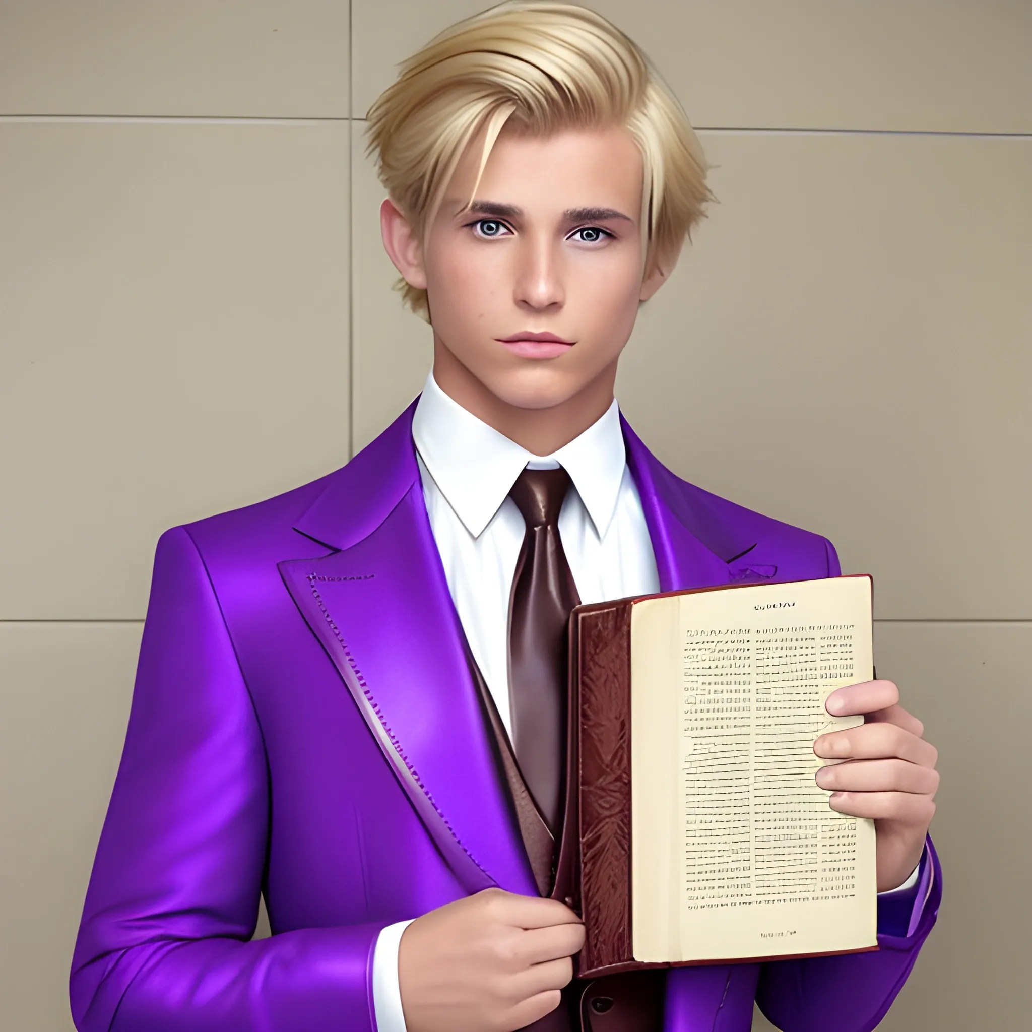 Short male with blond hair styled with a middle part, tanned ski... Arthub.ai