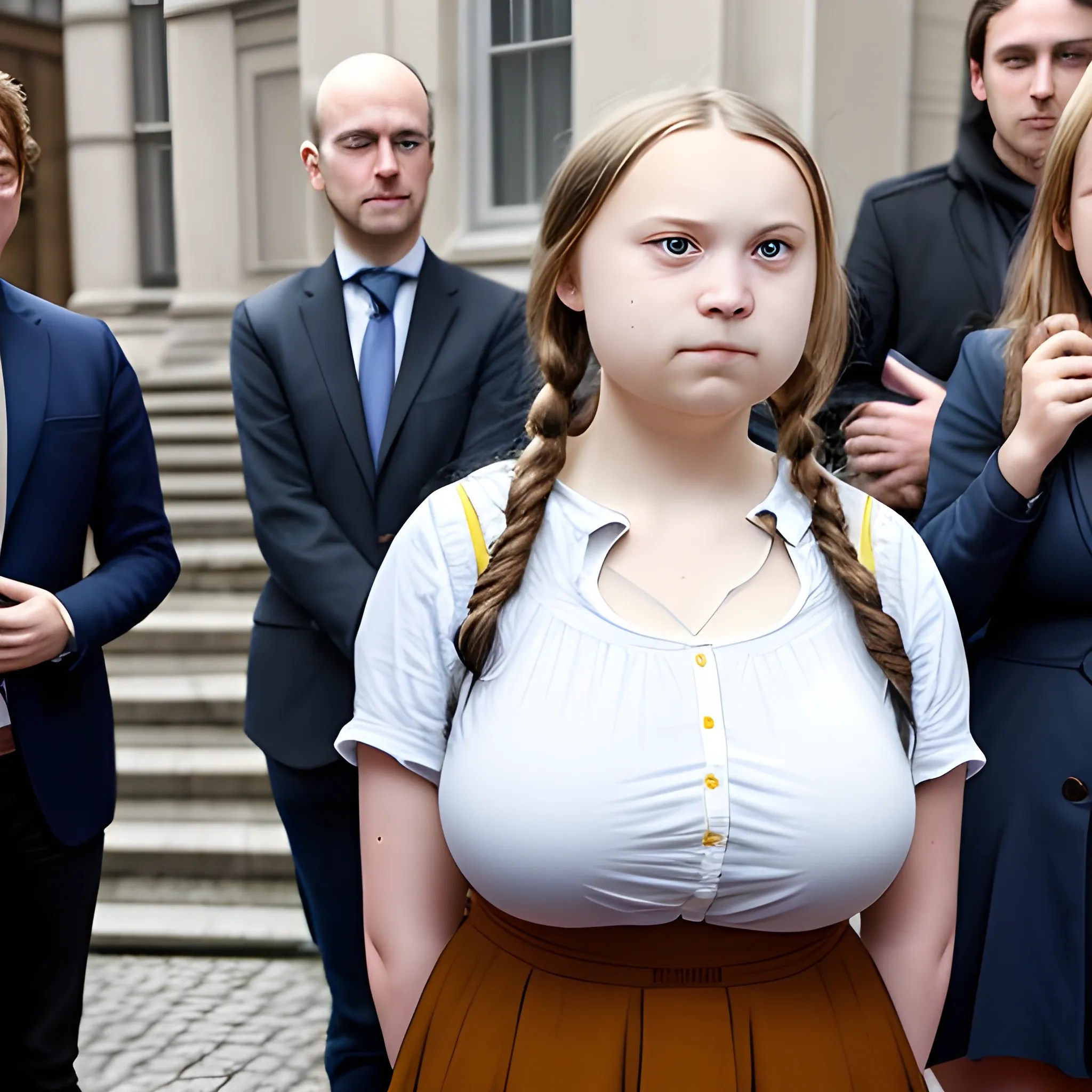 Greta Thunberg, realistic, big breasts, full body - Arthub.ai