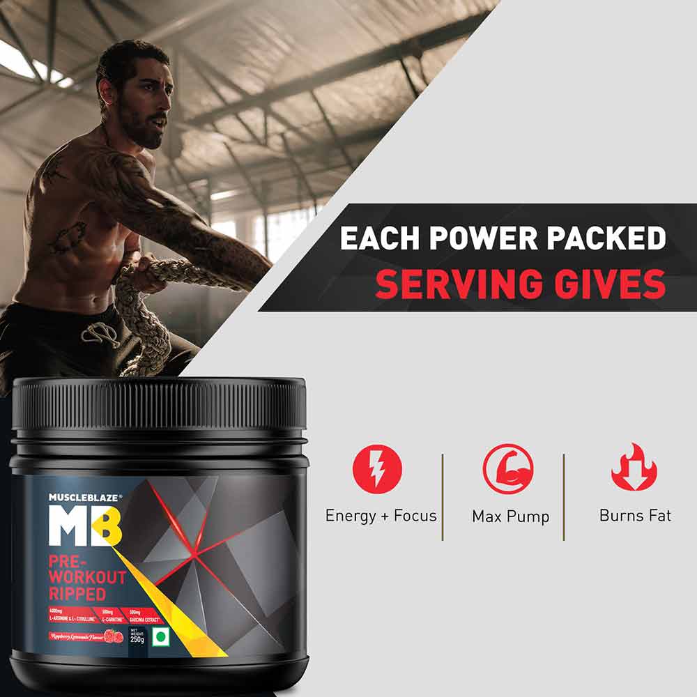 MuscleBlaze Pre Workout Ripped 2018 New Launch 0.55 lb/ 250 g (Free Shaker) Online