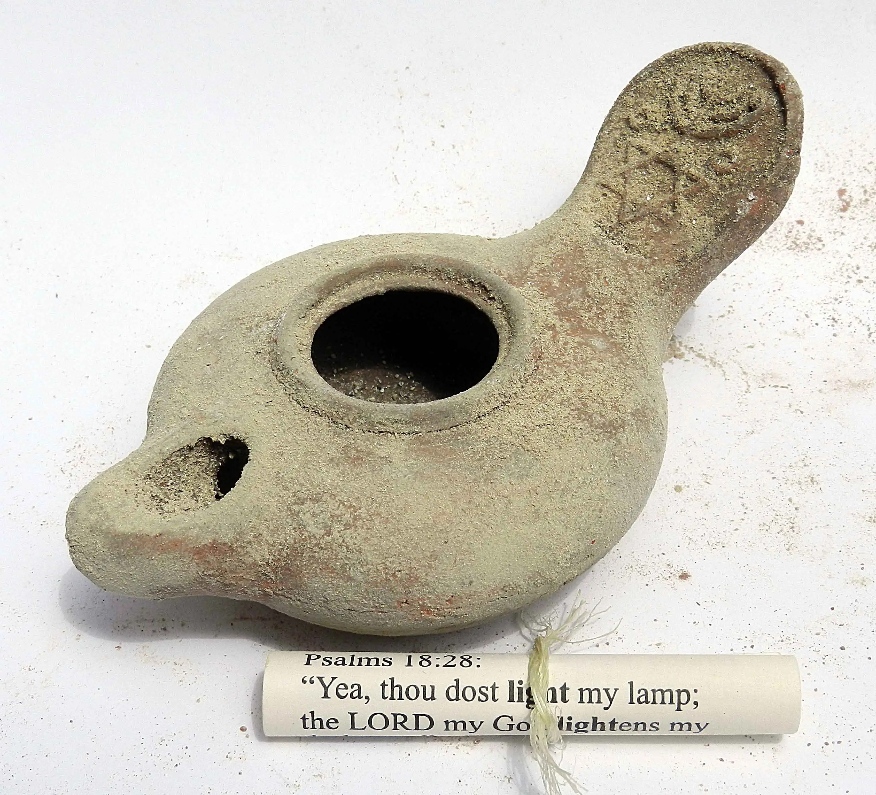 Antique Ancient Biblical Oil lamp Jerusalem Holy Land pottery Clay W