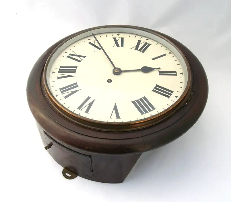 ANTIQUE BIG SIZE RAILWAY STATION MAHOGANY FUSEE CLOCK eBay