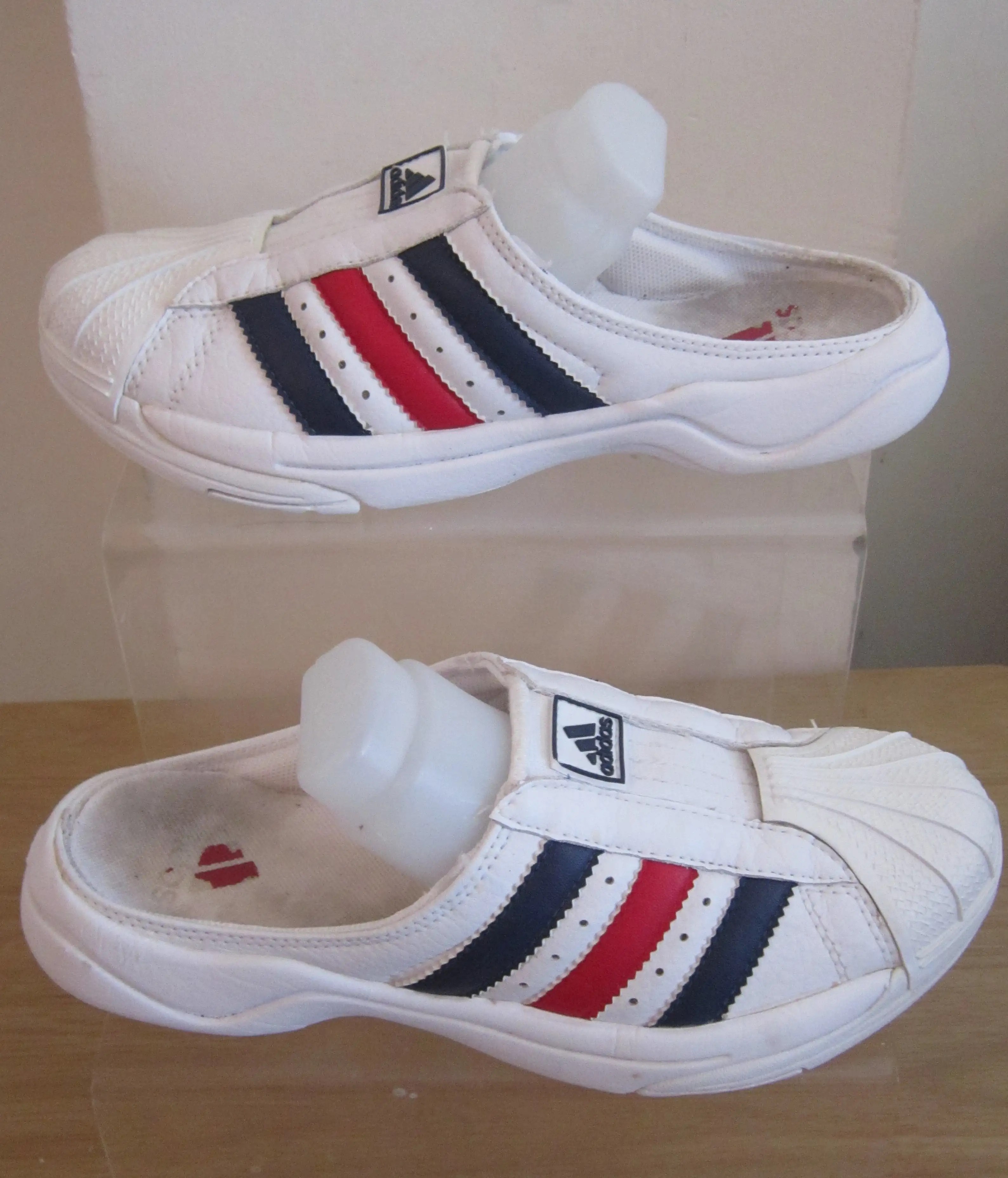 ADIDAS Ladies white/red/navy blue backless mule trainers UK Size 4 eBay