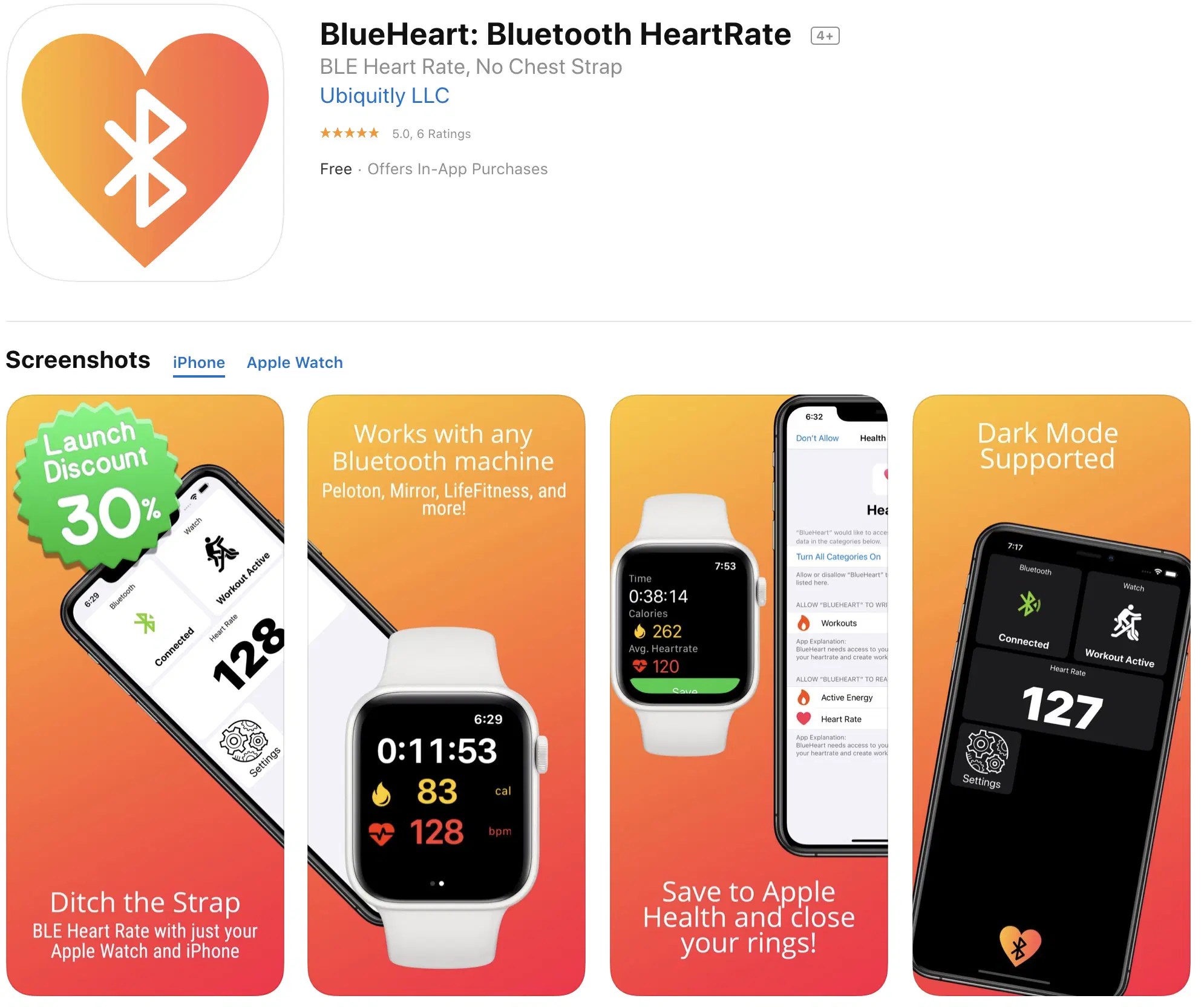 Demo & Guide BlueHeart Broadcast heart rate (HR) from Apple Watch to