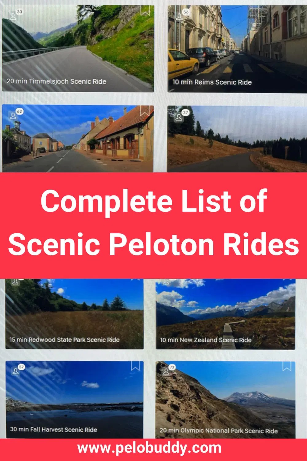 Complete List of Peloton Scenic Rides Peloton Buddy