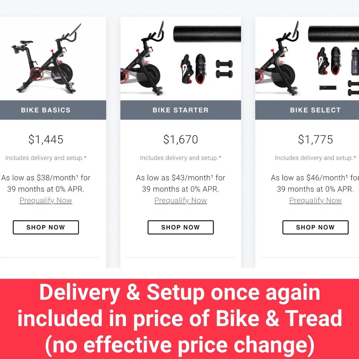 Peloton Resumes Bundling Shipping & Delivery with Bike & Tread Cost