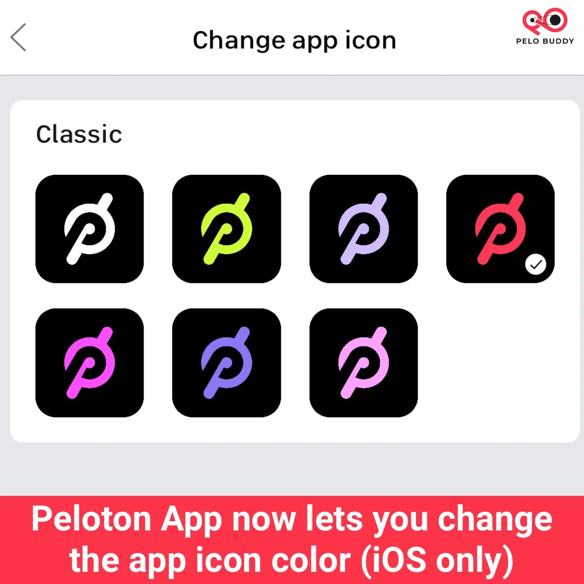Peloton iOS App Now Allows you to Change the App Icon Color on iPhones