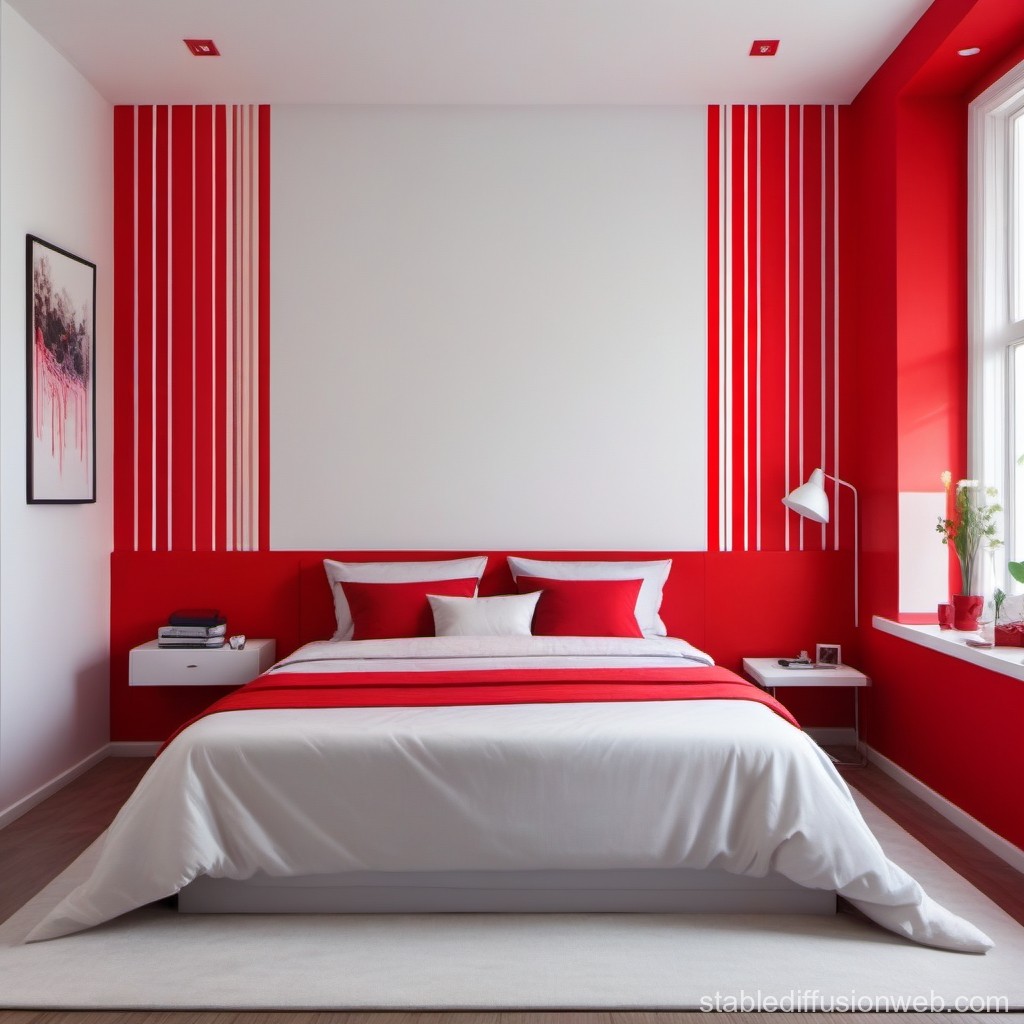 Red Aesthetic Design for Bedroom Wall Stable Diffusion Online
