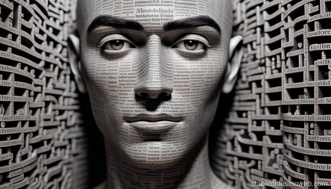 Word Sculpture A Man's Head in Letters Stable Diffusion Online