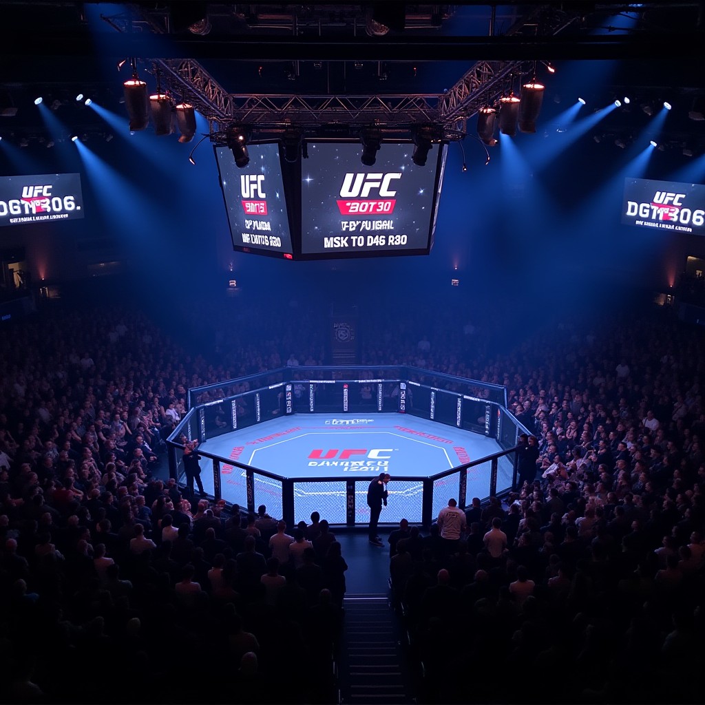 Dark UFC Octagon in Neon Lights Stable Diffusion Online