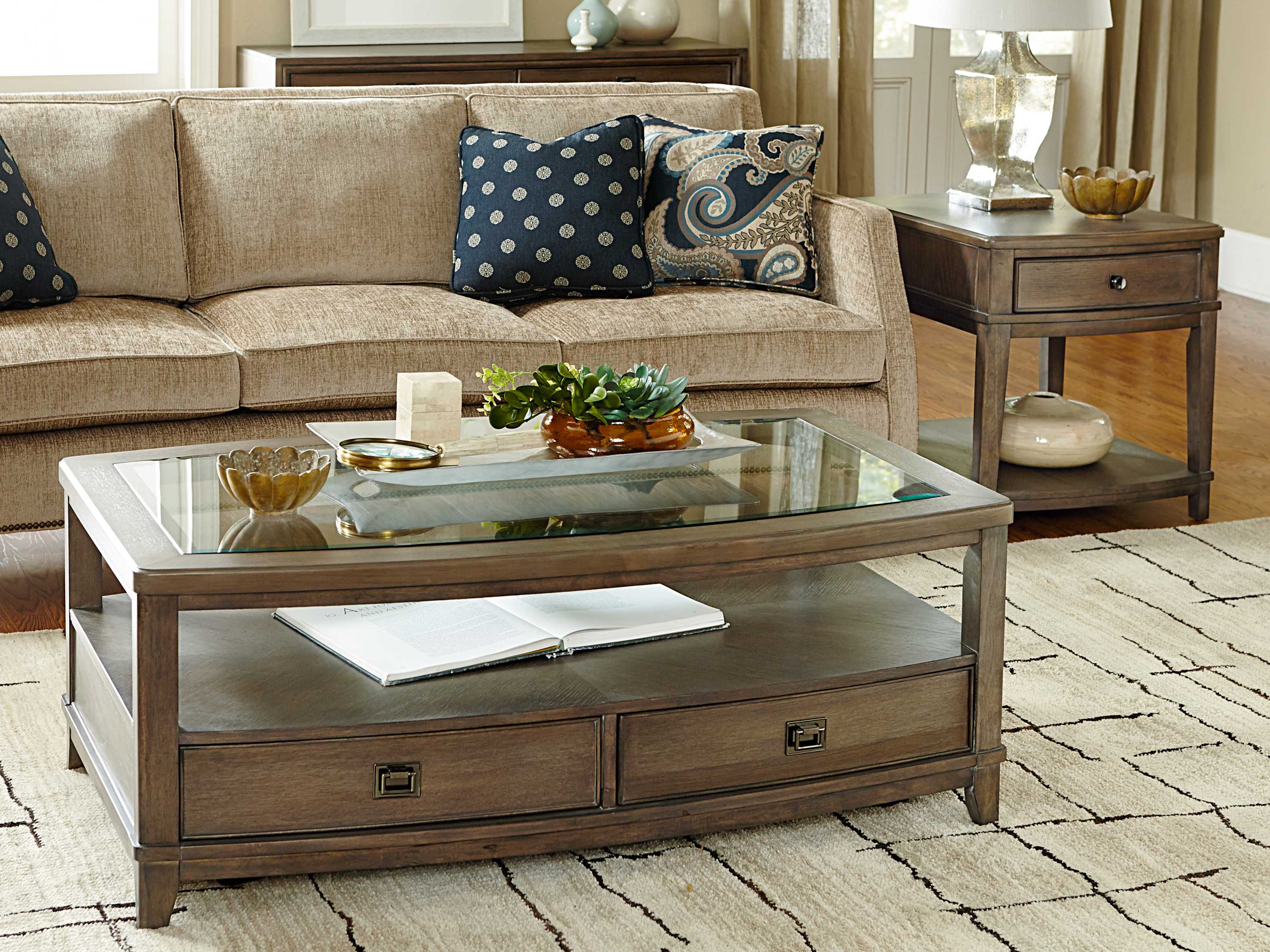 American Drew Park Studio Weathered Taupe with Gray Wash 50''L x 30''W