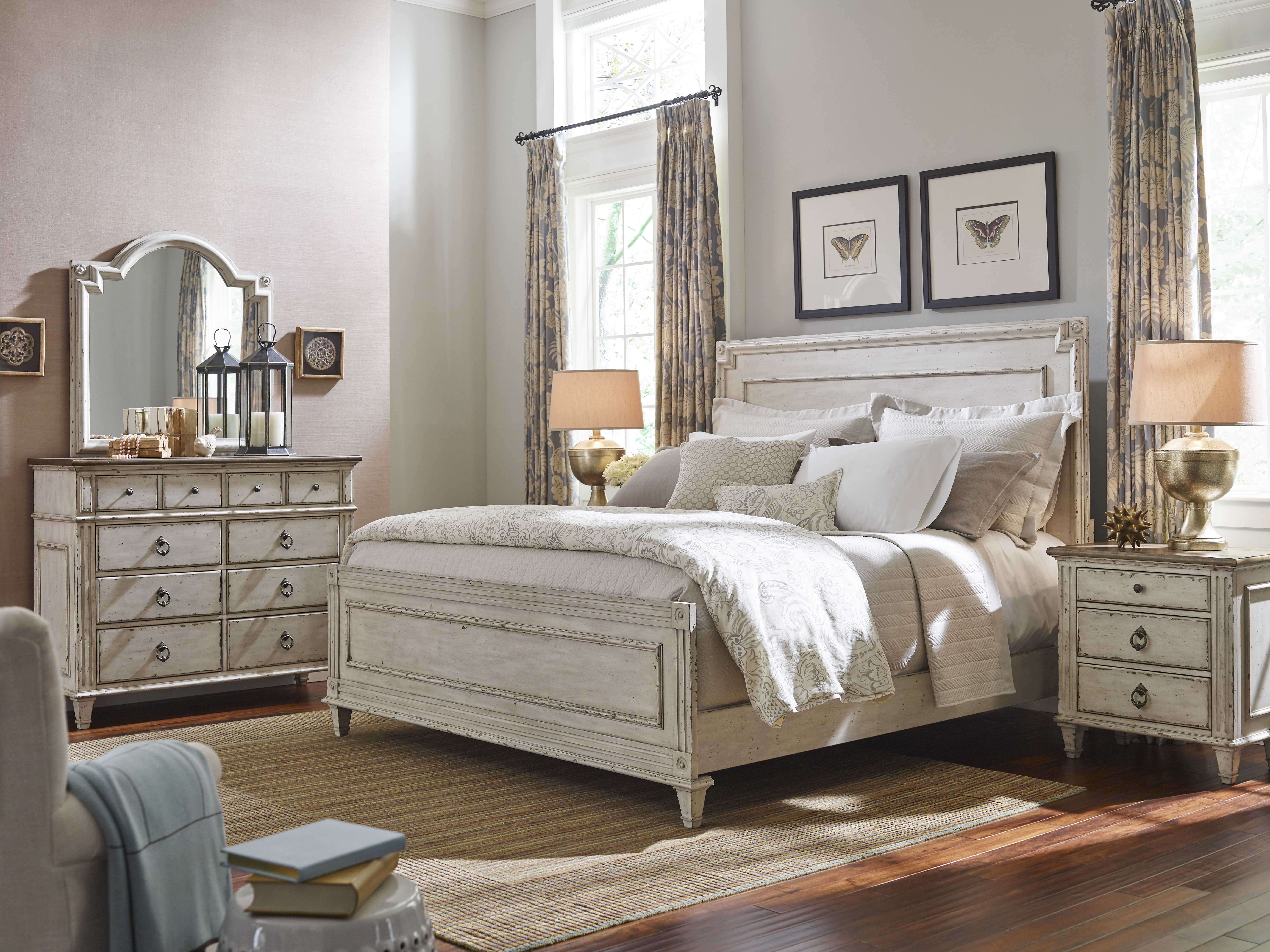 American Drew Southbury White Parchment King Size Panel Bed AD513306R