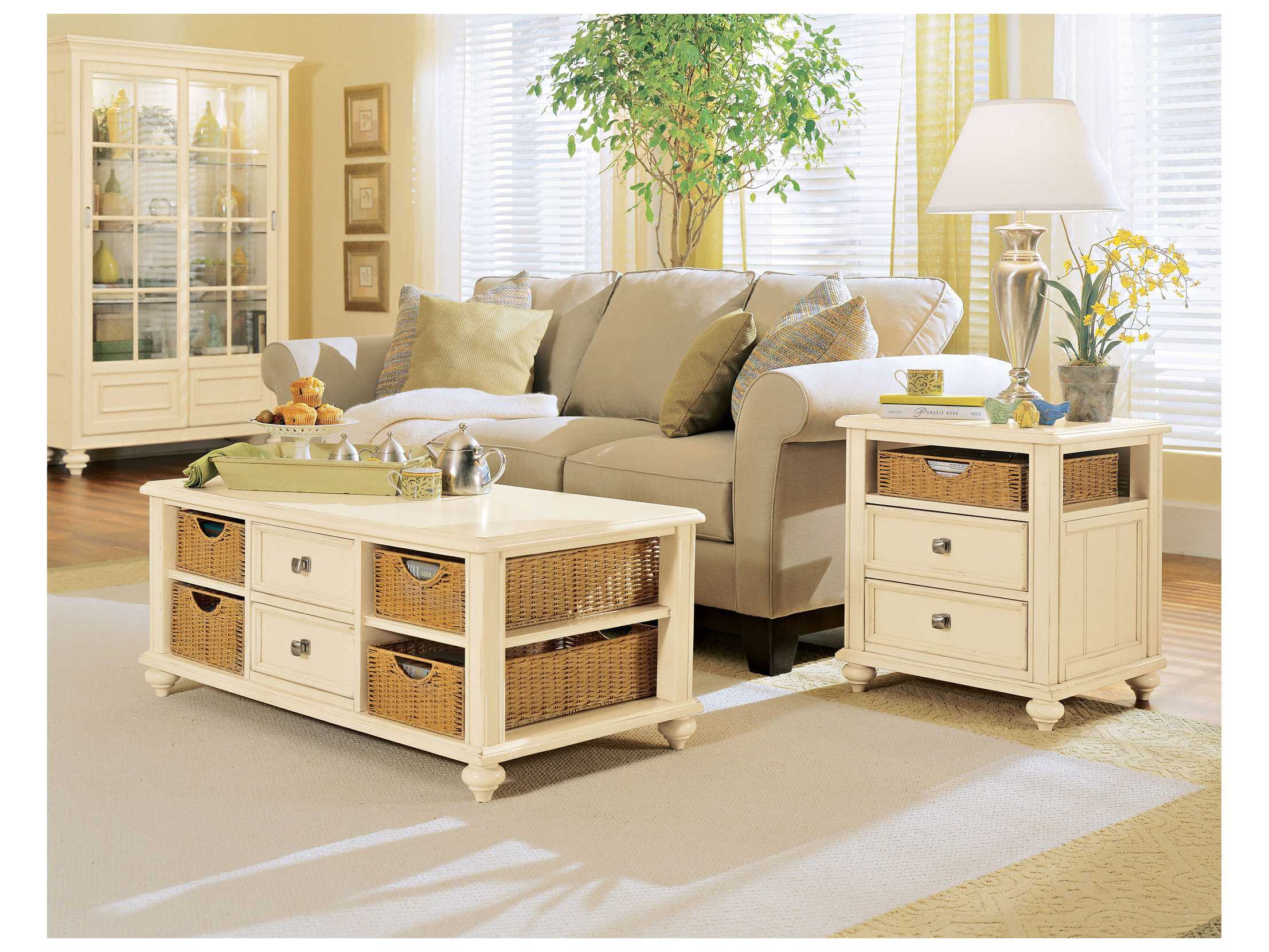 American Drew Camden Buttermilk 48 x 24 Coffee Table with Storage