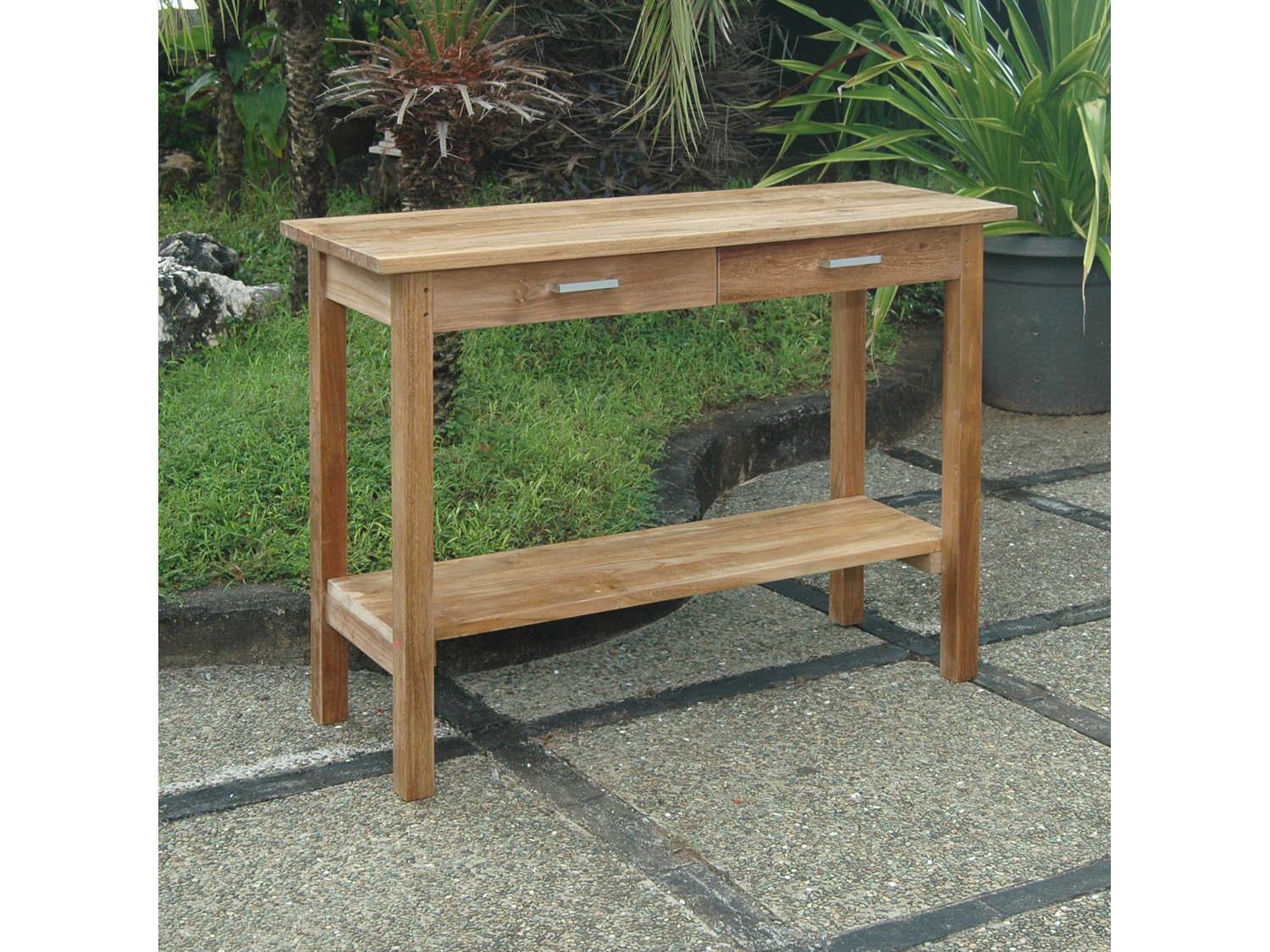 Anderson Teak Atlanta Rectangular Serving Table with 2 Drawers And 1