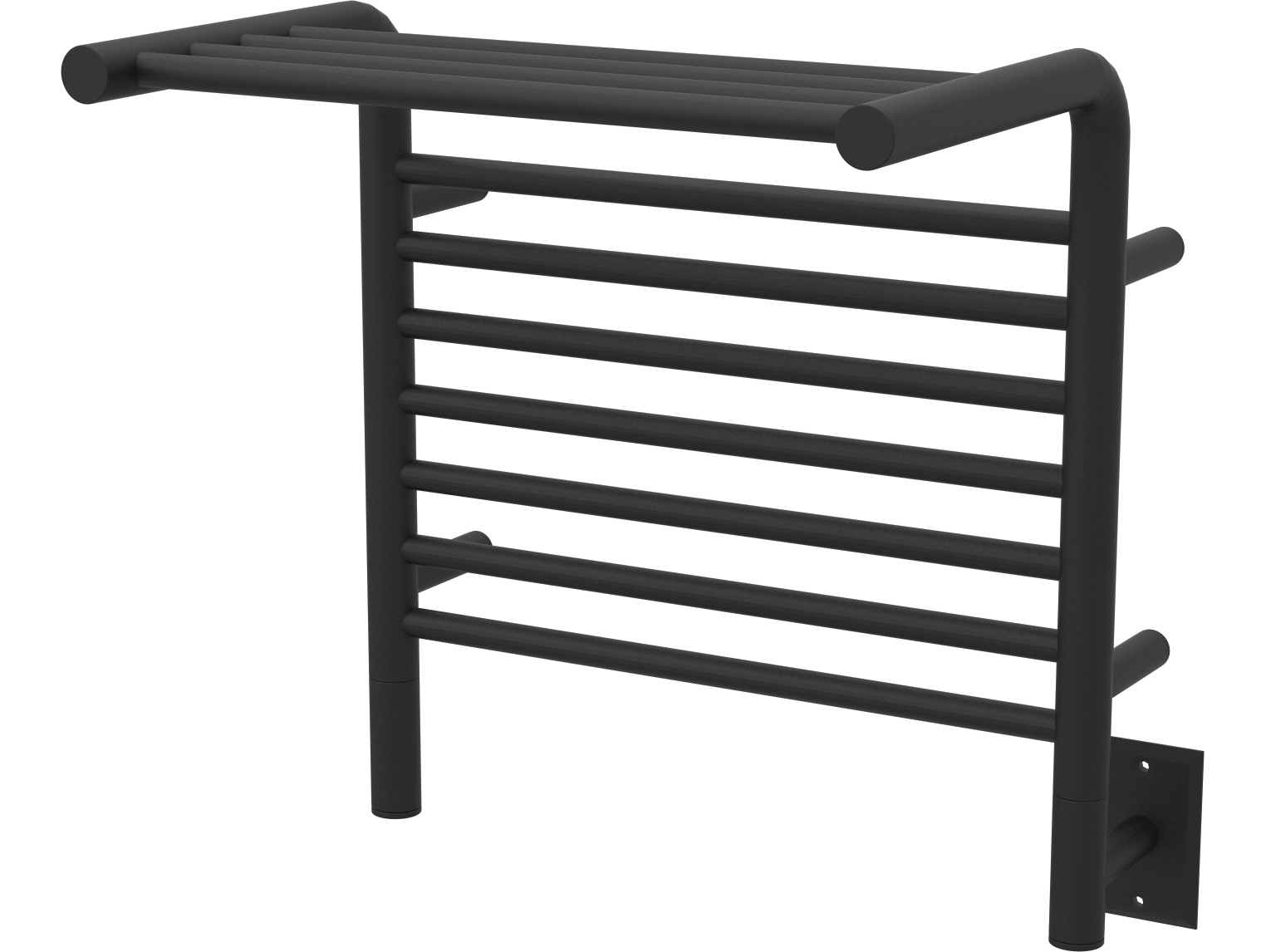 Amba Jeeves Matte Black Straight Heated Towel Rack with Shelf AMBMSMB