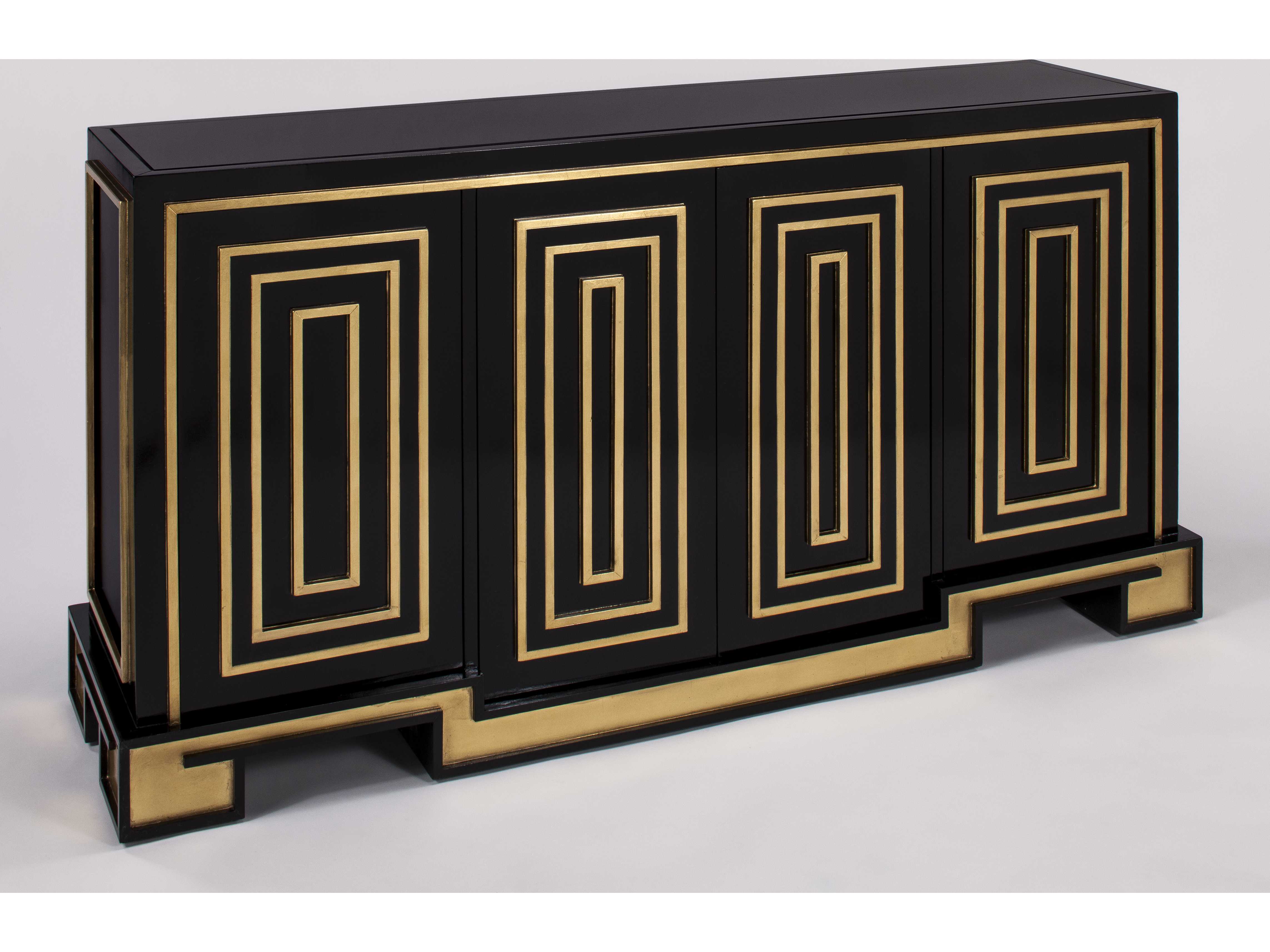 Artmax 63.5 x 34 Gold Leaf & Black Lacquer Credenza AMX4440S