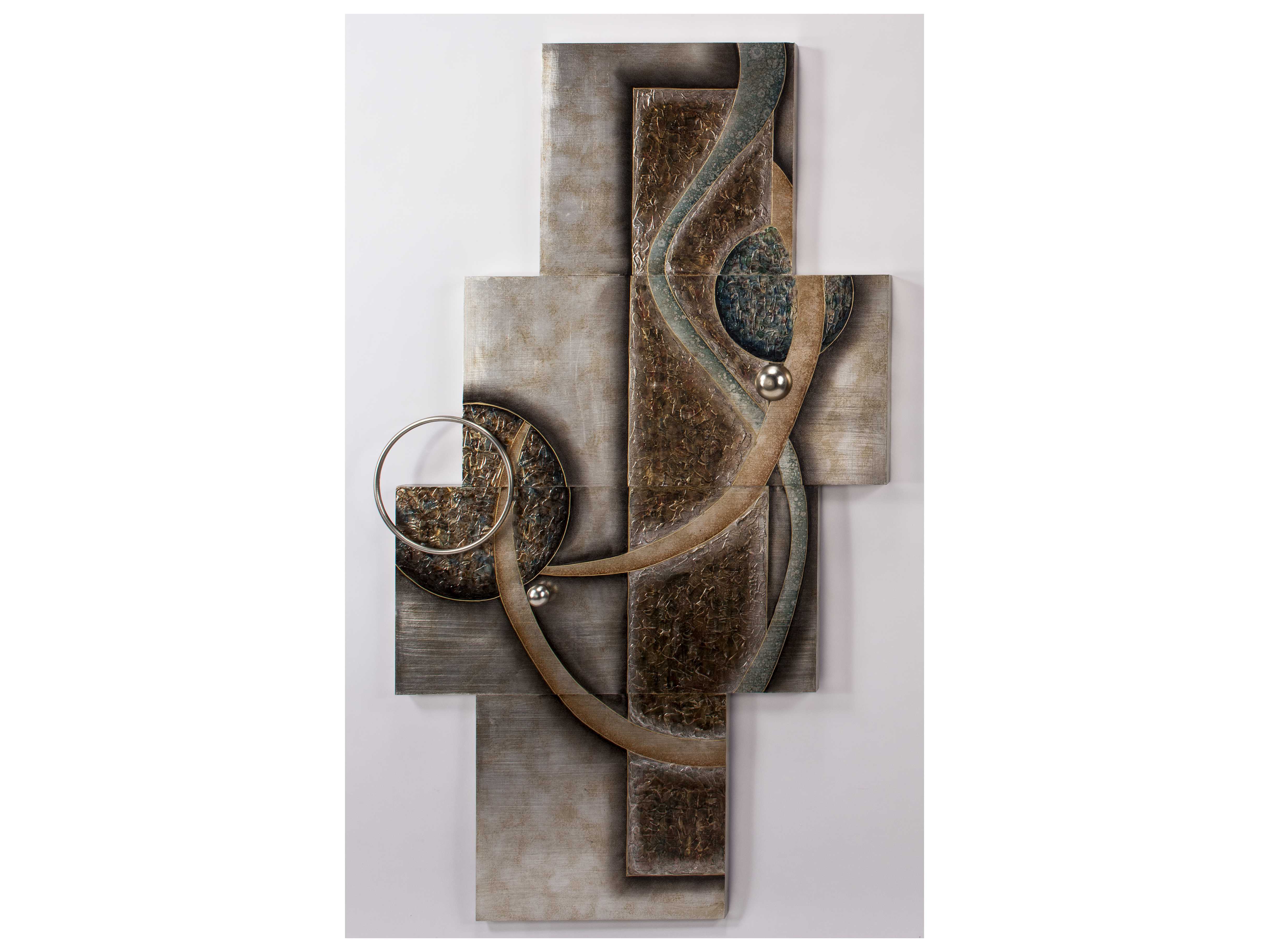 Artmax 75 x 44 MultiColor Pattern Metal Wall Art with Worn Silver Leaf