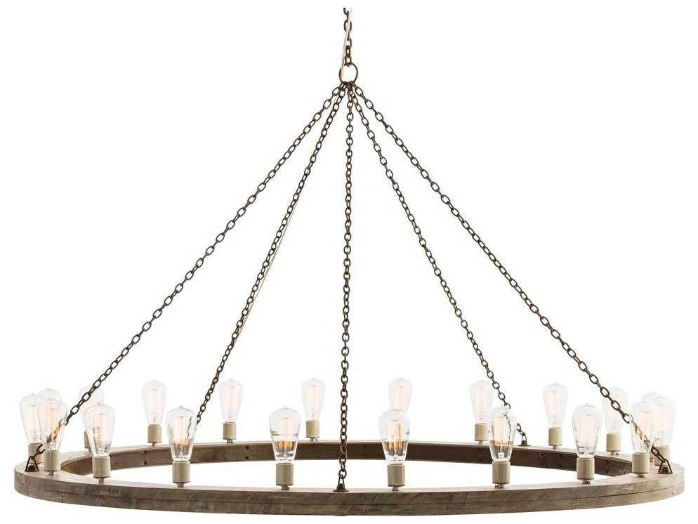 Arteriors Home Geoffrey Gray Wood with Rustic Iron 20Lights 60'' Wide