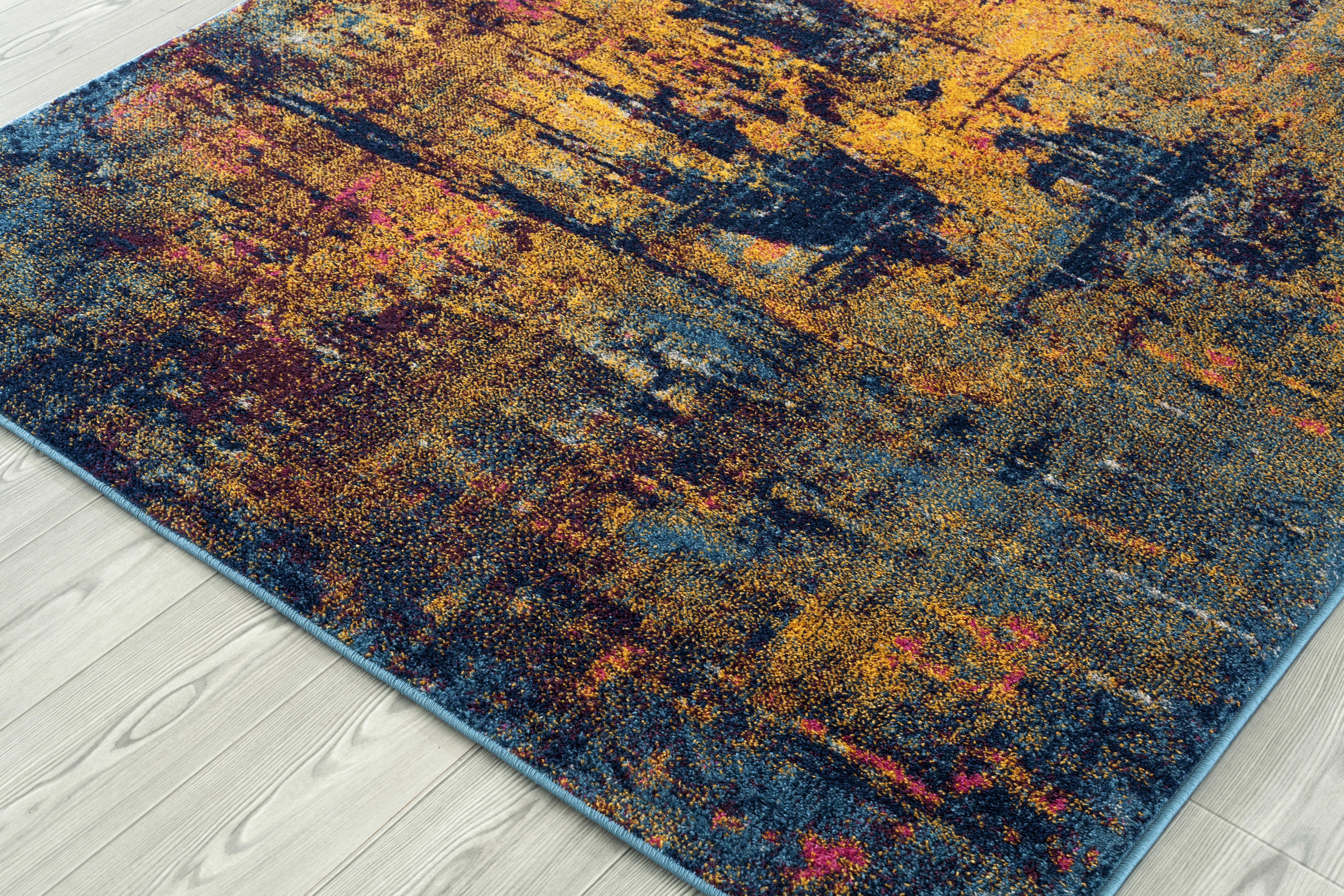 Amer Rugs Manhattan OrangeNavy / PinkYellow IvoryBlue Runner Area