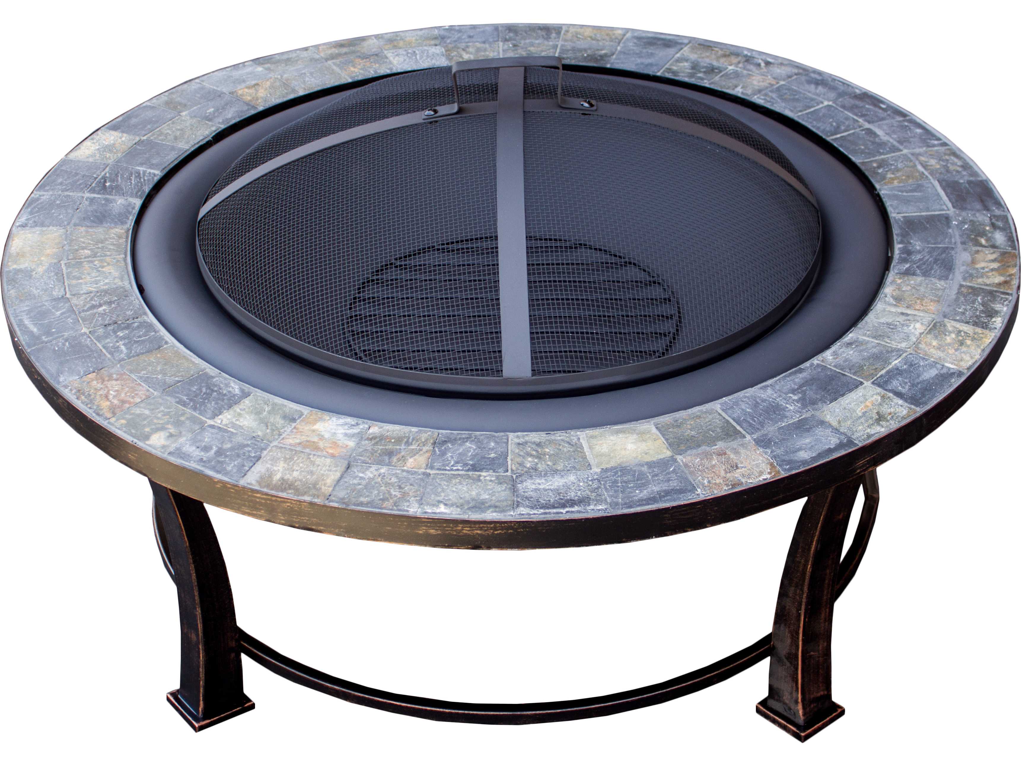 AZ Patio Heaters 40'' Round Slate Top Wood Burning Firepit FT51216