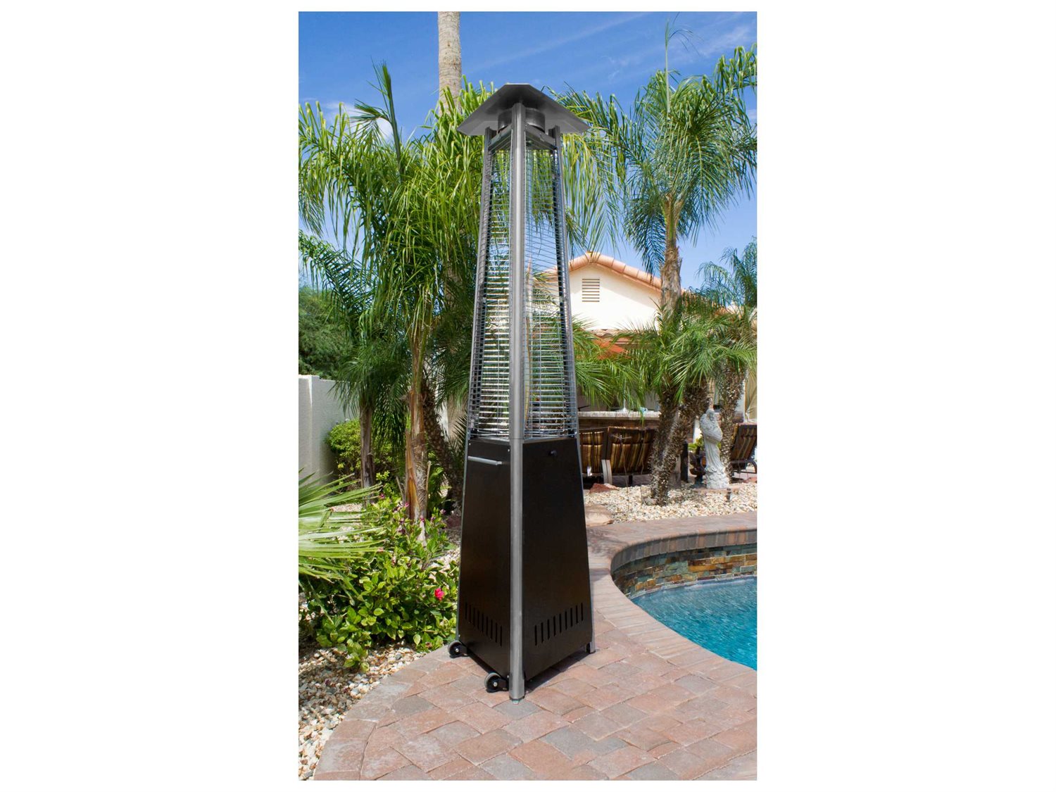 AZ Patio Heaters Commercial Natural Gas Hammered Bronze Glass Tube