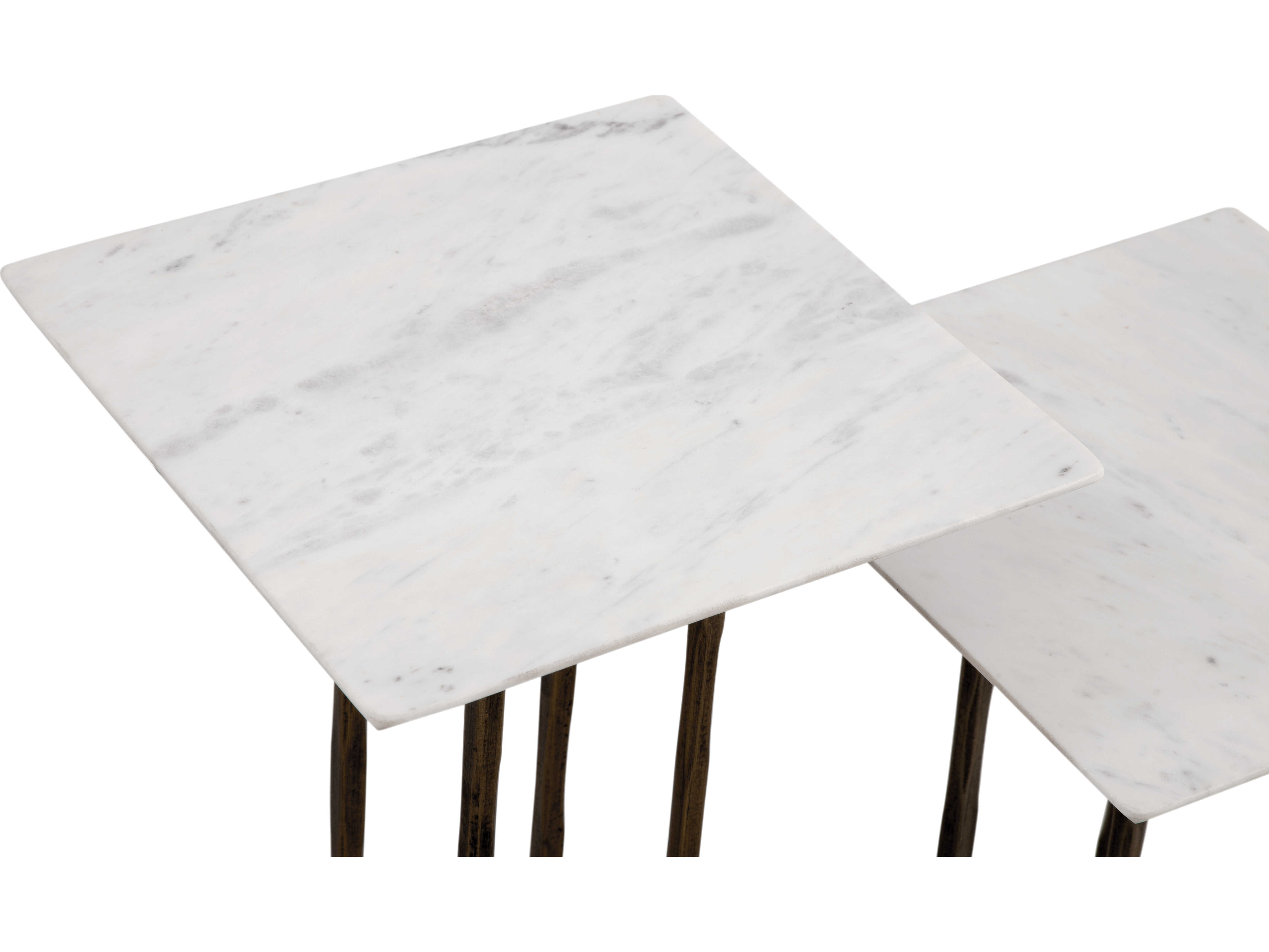 Bassett Mirror Xavier Rectangular Antique Brass White Marble End Table