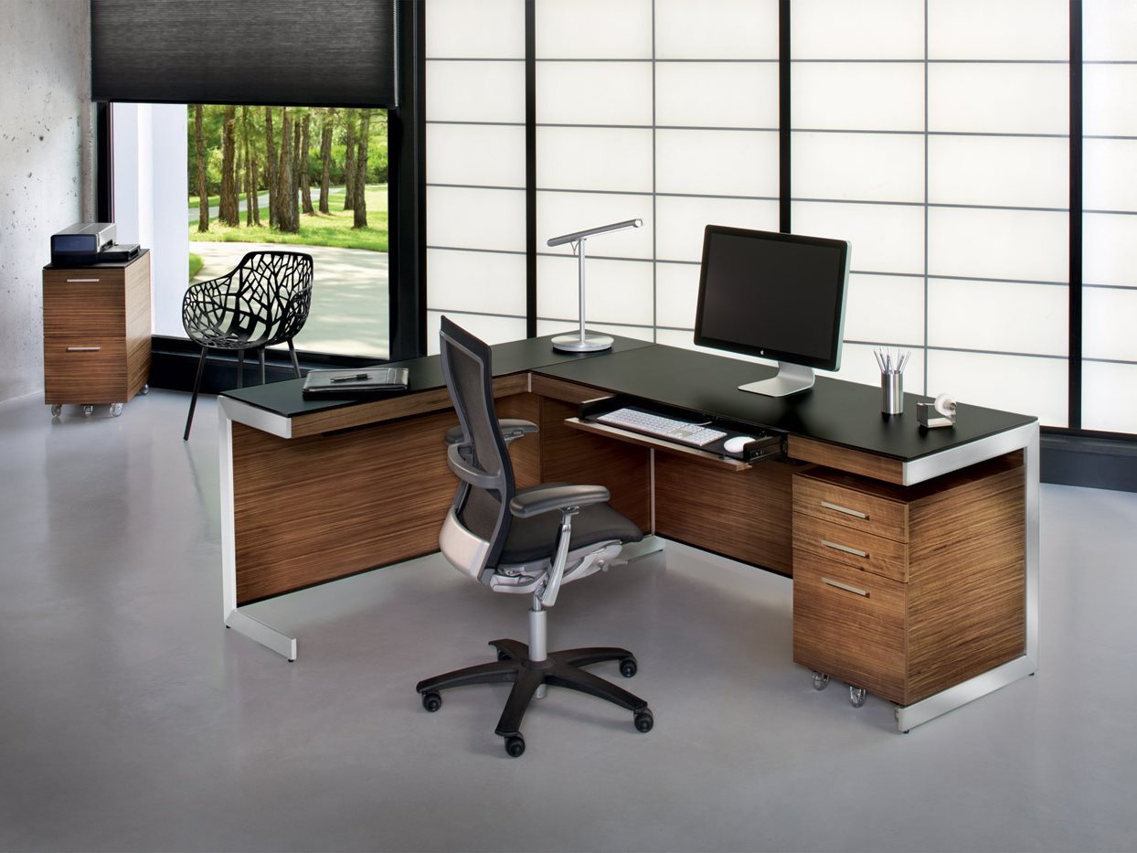 BDI Sequel 60'' x 24'' Rectangular Natural Walnut Computer Desk with