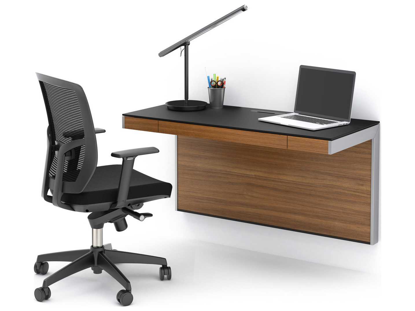 BDI Sequel 45'' x 20 Rectangular Natural Walnut Wall Mounted Computer