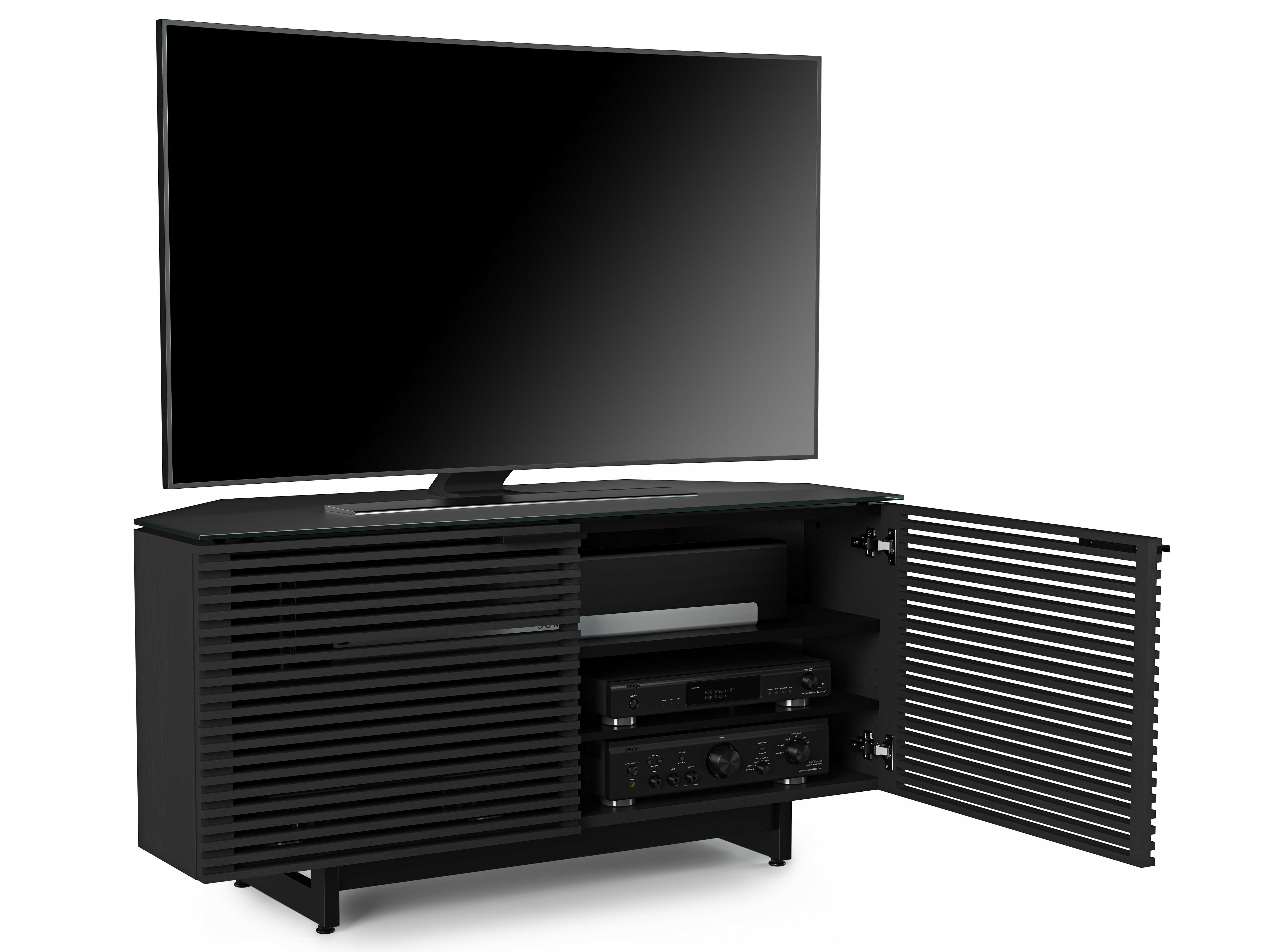 BDI Corridor 51''W x 20''D Charcoal Stained Ash Corner TV Stand