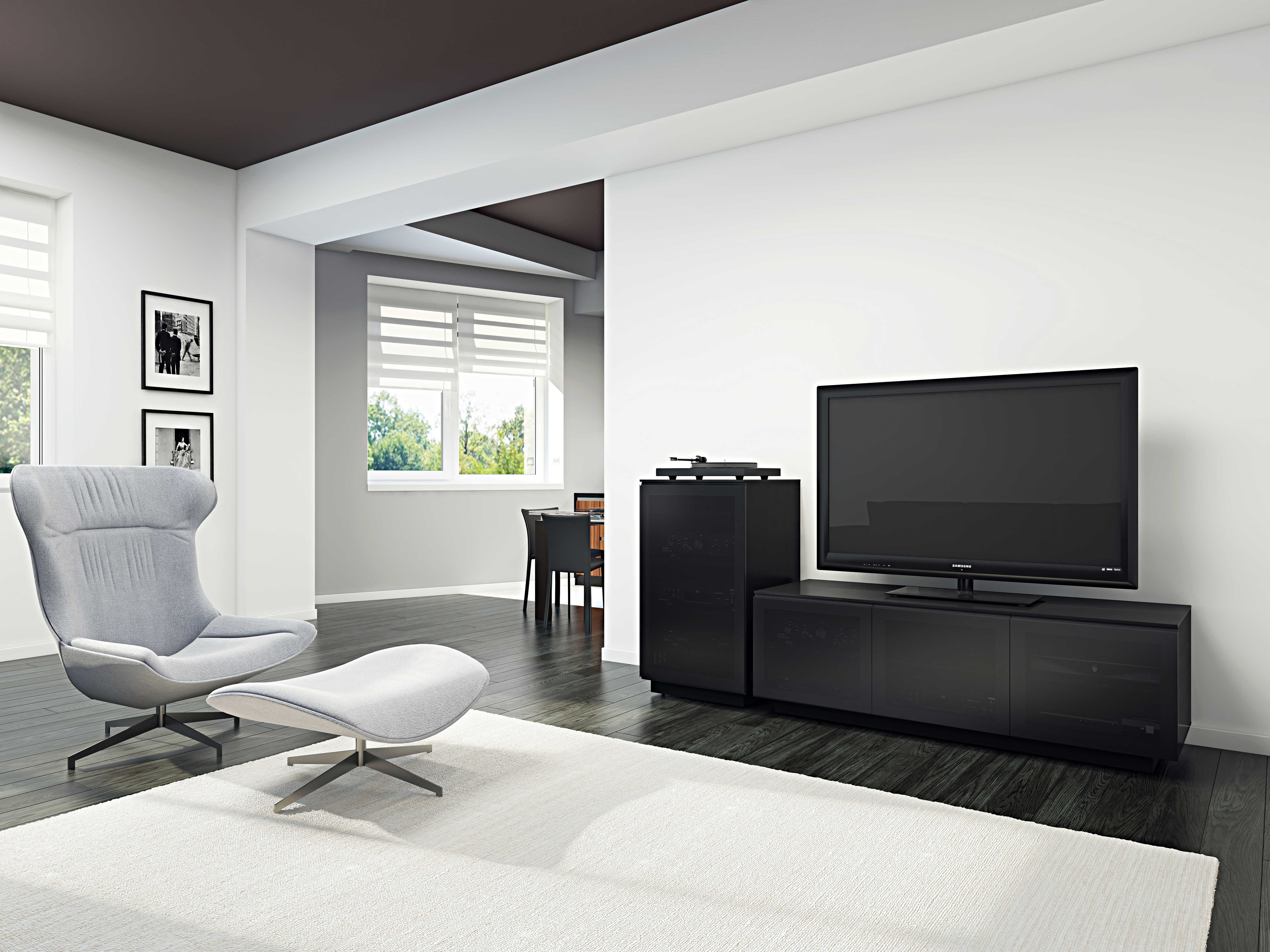 BDI Mirage Black Enclosed Audio Tower BDI8222