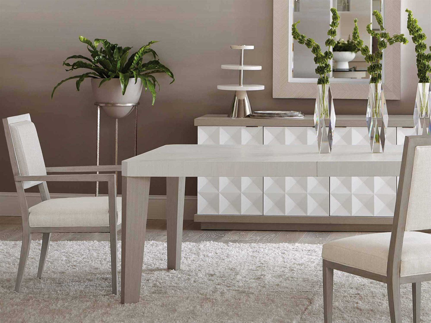 Bernhardt Axiom Linear Gray / White 82122'' Wide Rectangular Dining