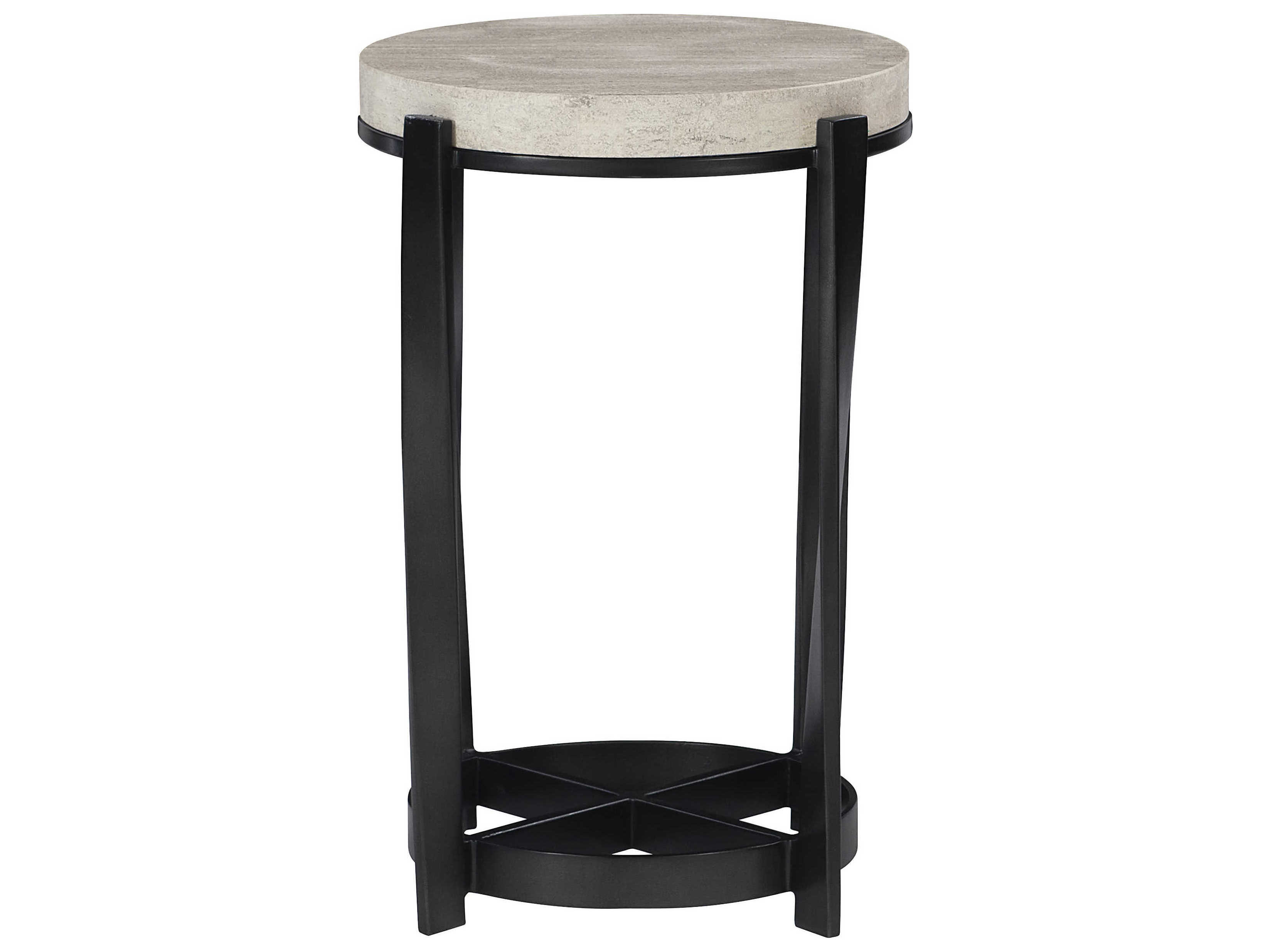Bernhardt Berkshire 16" Round Stone Aged Pewter End Table BH405123