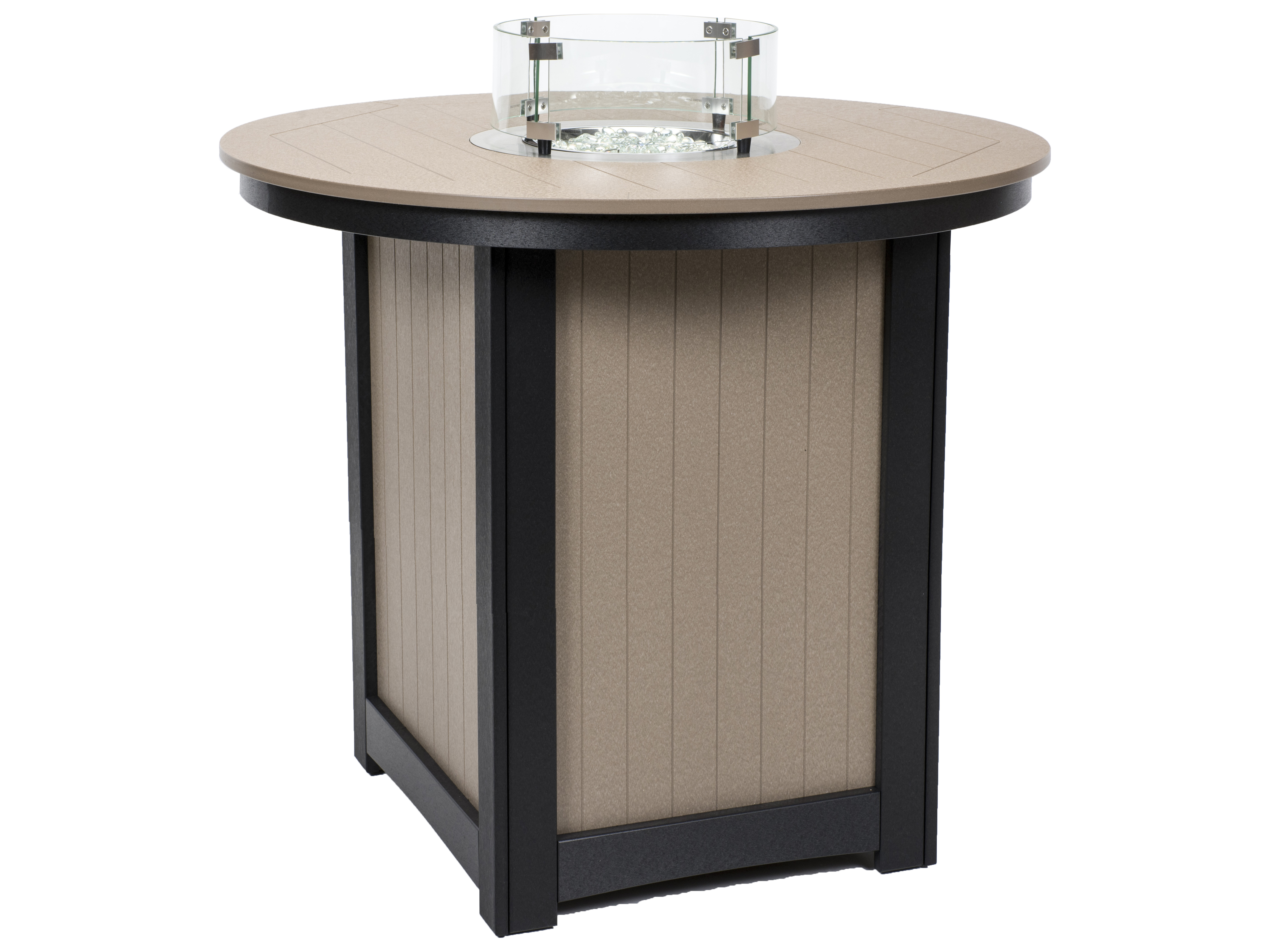 Berlin Gardens Donoma Recycled Plastic 44'' Wide Round Bar Height Fire Pit Table BLGDRFT3944B