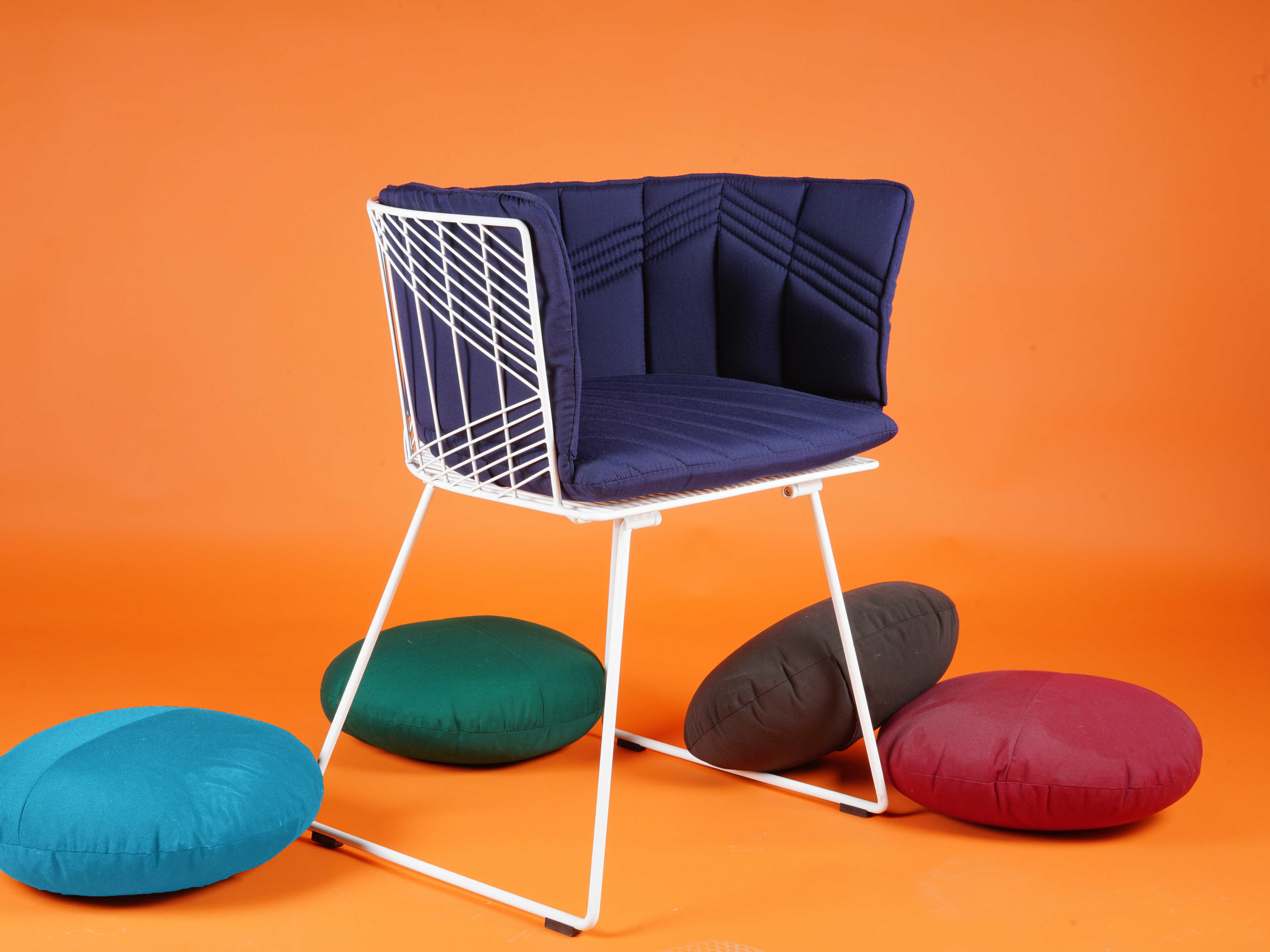 Bend Goods Outdoor Captain Galvanized Iron White Barrel Dining Chair