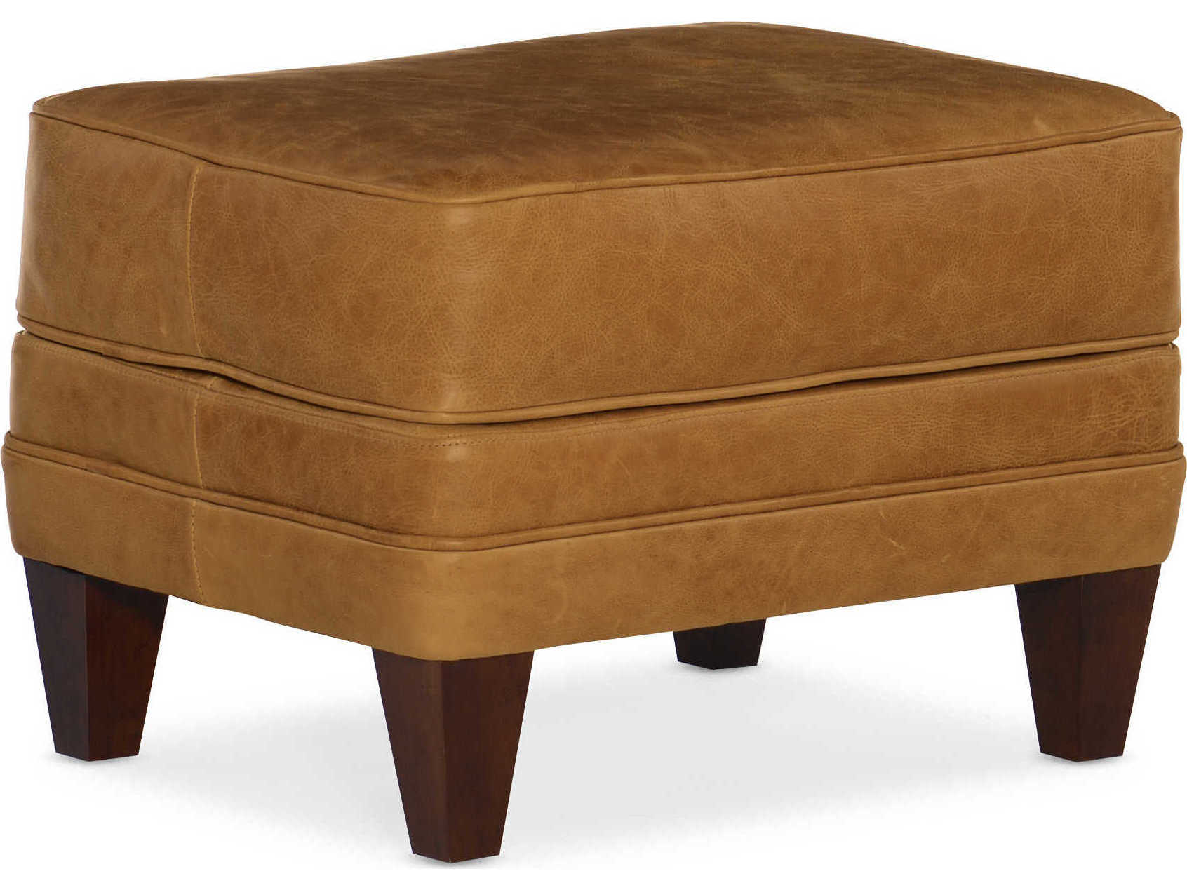Bradington Young Zion 25" Brown Leather Upholstered Ottoman BRD600OT