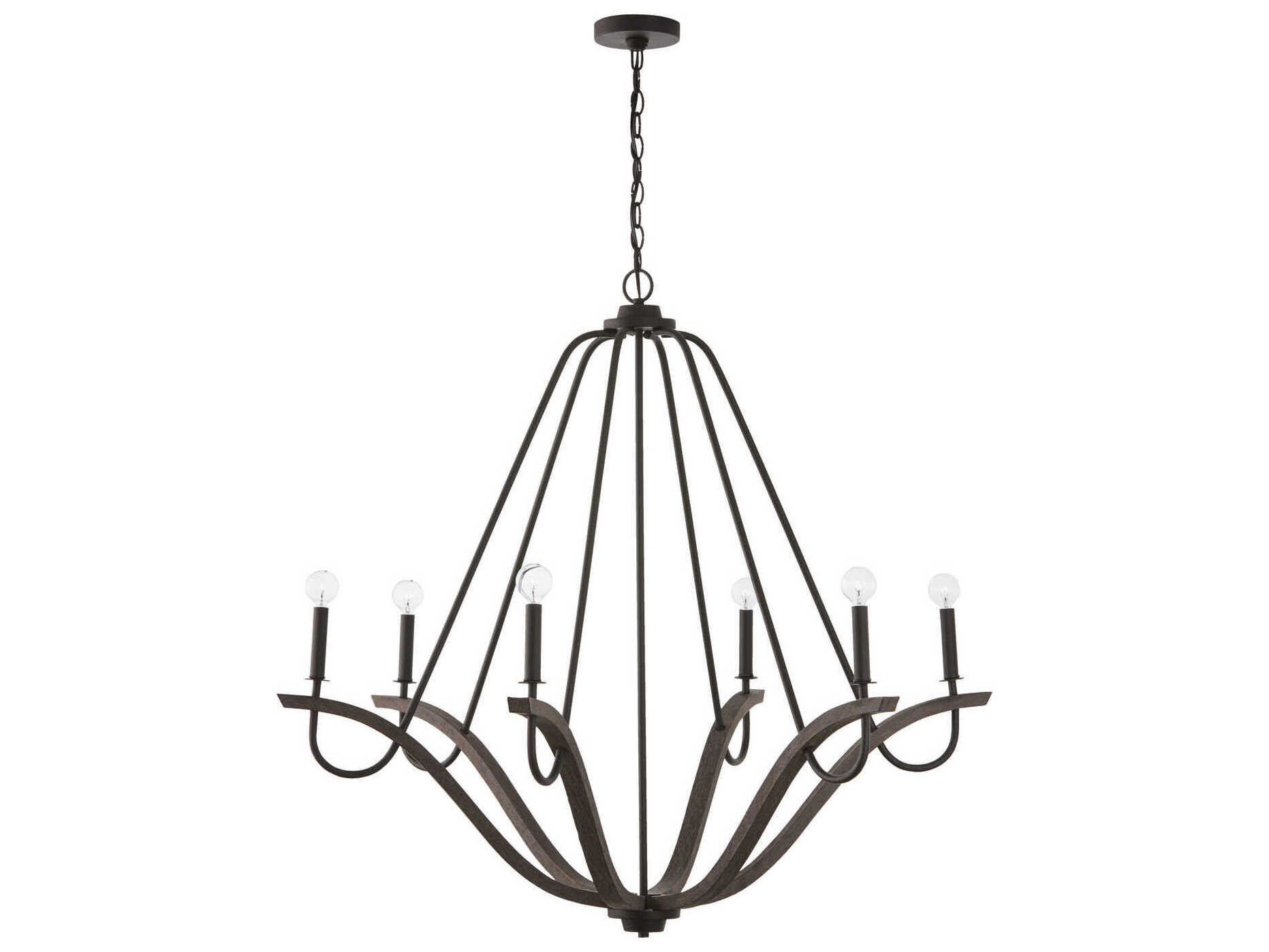 Capital Lighting Clive 43" Wide 6Light Carbon Grey Black Iron