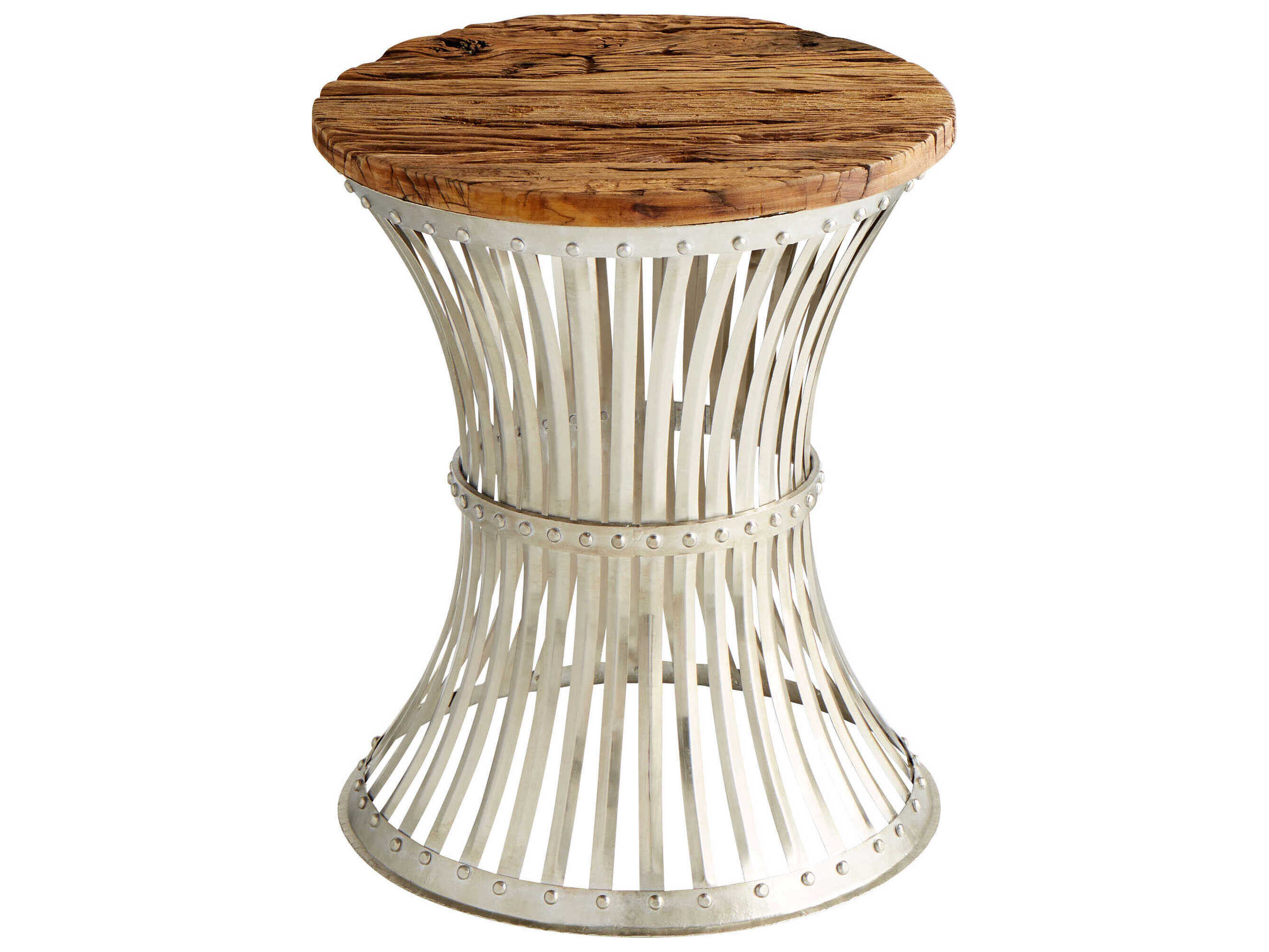 Cyan Design Round Raw Iron Natural Wood End Table C310082