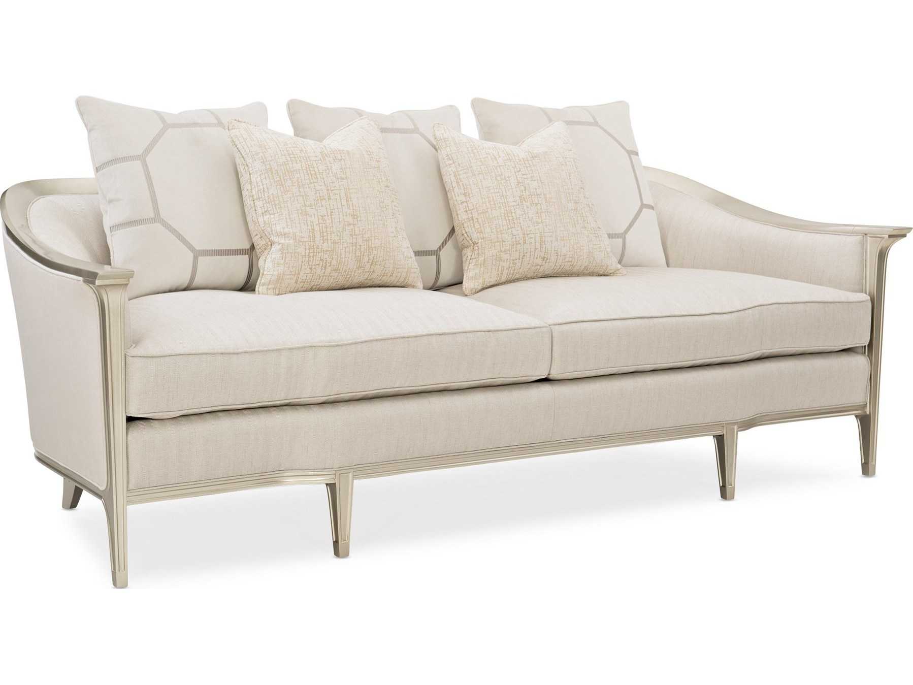 Caracole Classic Cream / Soft Silver Sofa Couch CACUPH419111A