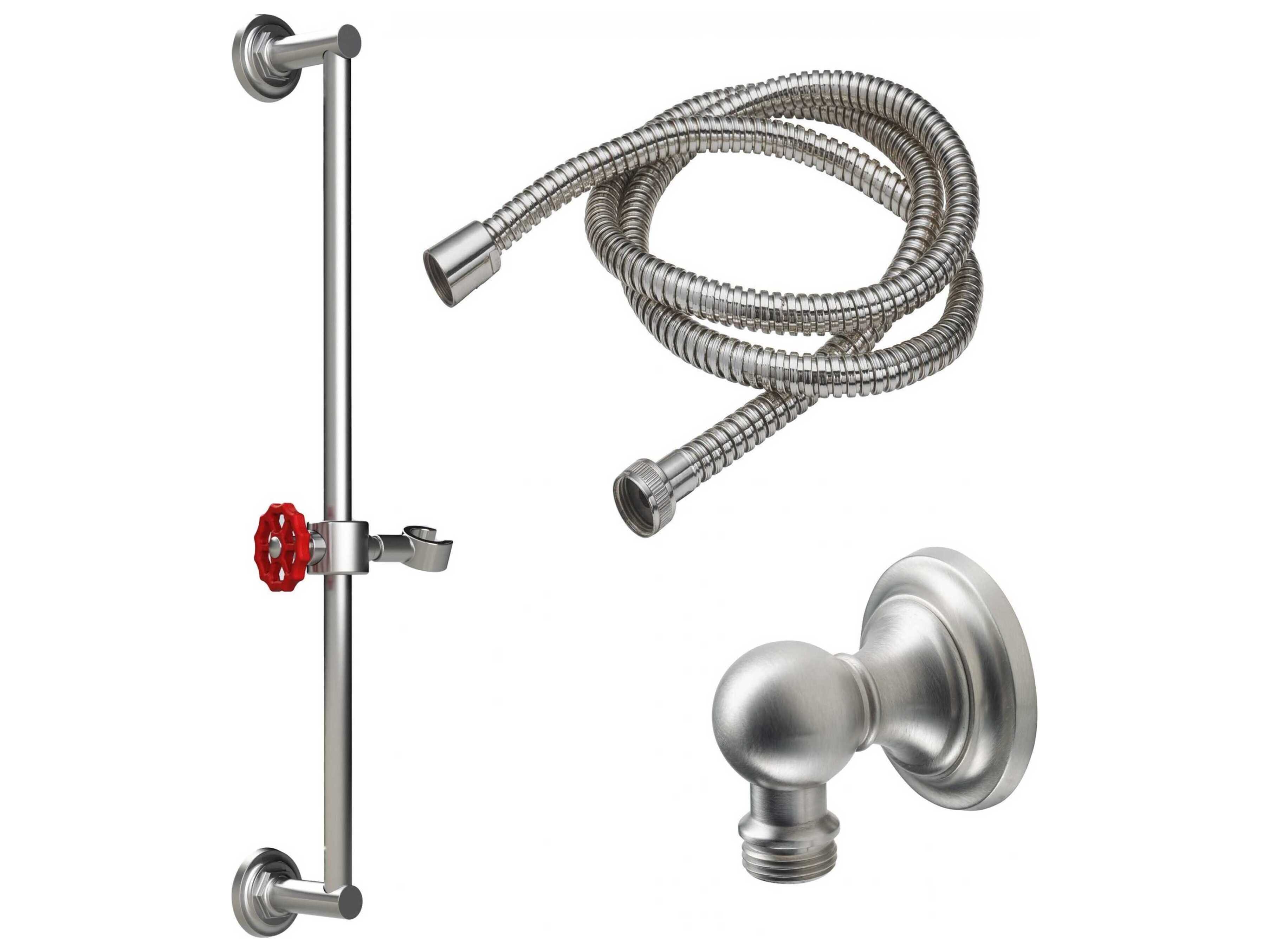 California Faucets Handshower Kits Slide Bar Handshower Kit Red Wheel