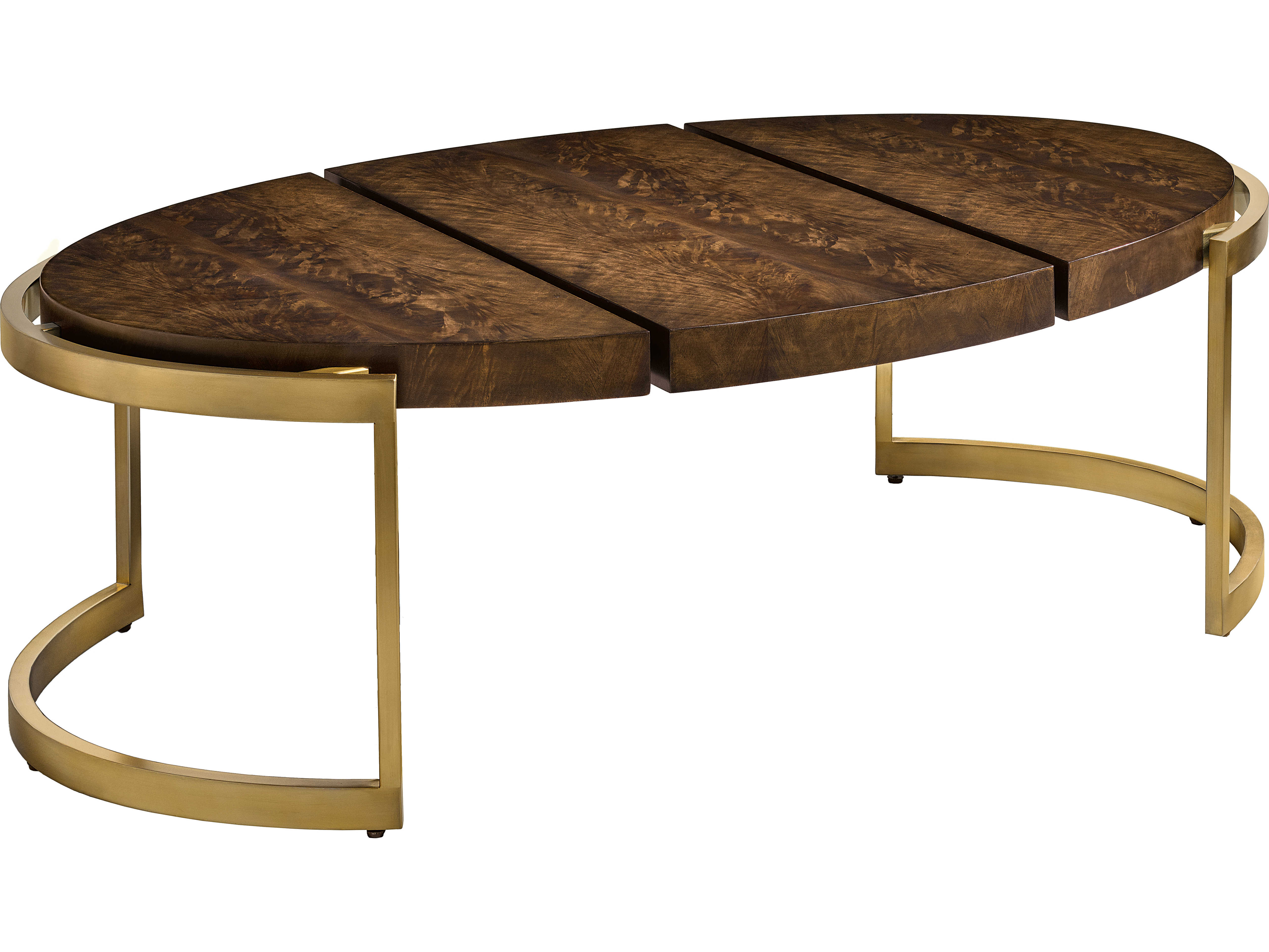 Carson Melody Brown / Satin Brass 56'' Wide Oval Coffee Table CARCME03