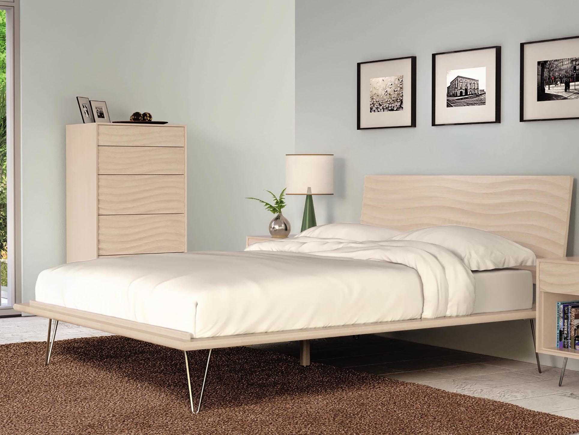 Copeland Furniture Wave Platform Bed with Metal Legs CF1WAV02