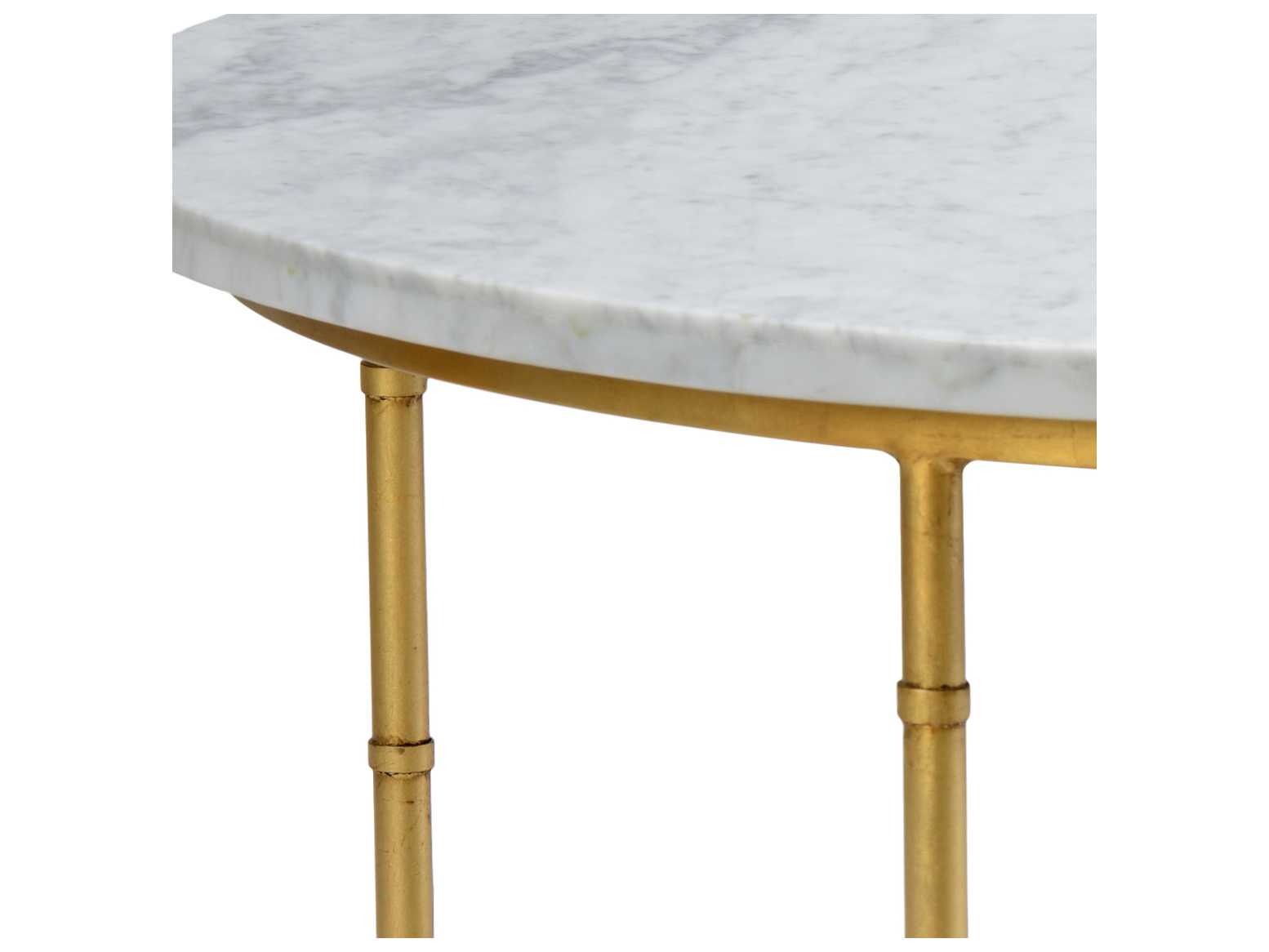 Chelsea House Bamboo Gold Leaf with White Marble 36'' Wide Round
