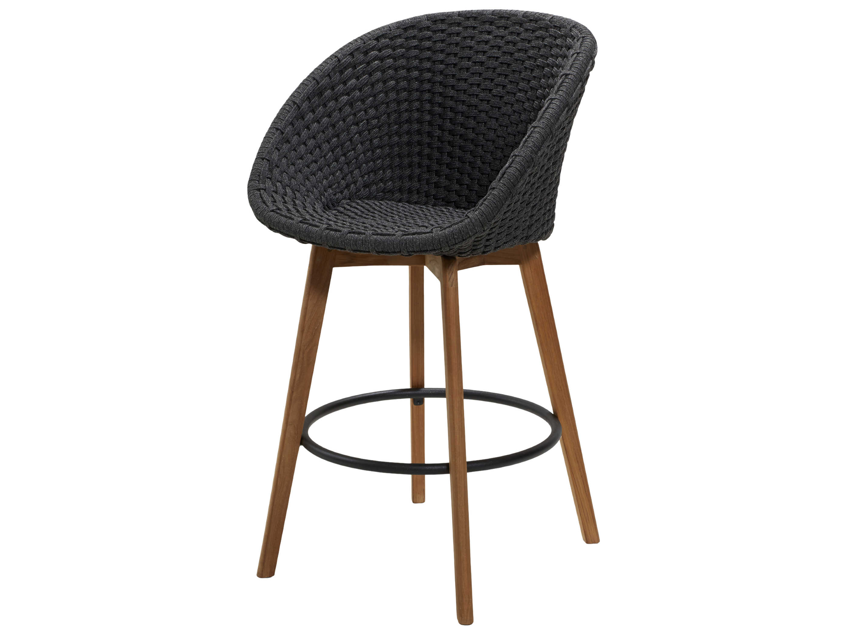 Cane Line Outdoor Peacock Teak/Dark Grey Soft Rope Bar Stool 5455RODGT