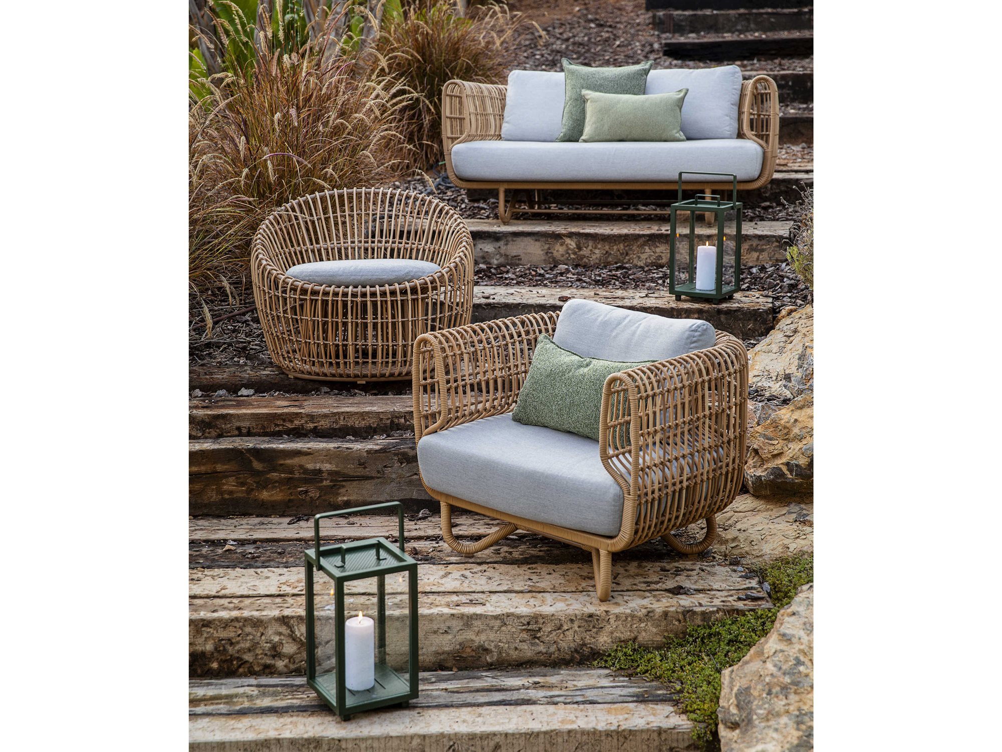 Cane Line Outdoor Nest Aluminum Wicker Lounge Set CNONESTLNGSET