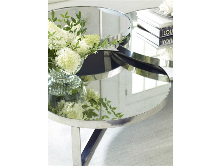 Century Furniture Citation Everett Round Antique Mirror Polished Nickel