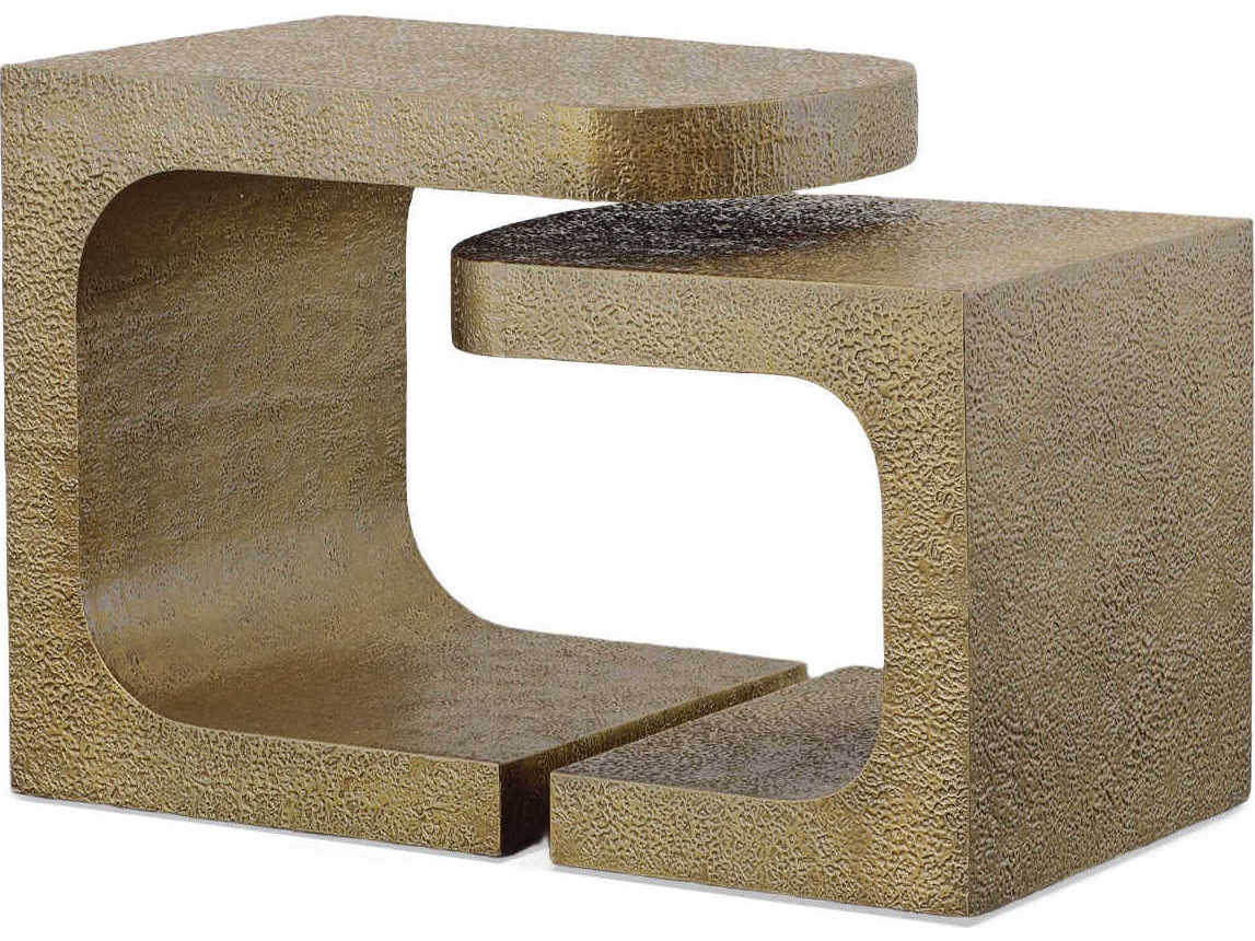 Century Furniture Grand Tour Rectangular Metal Antique Brass End Table