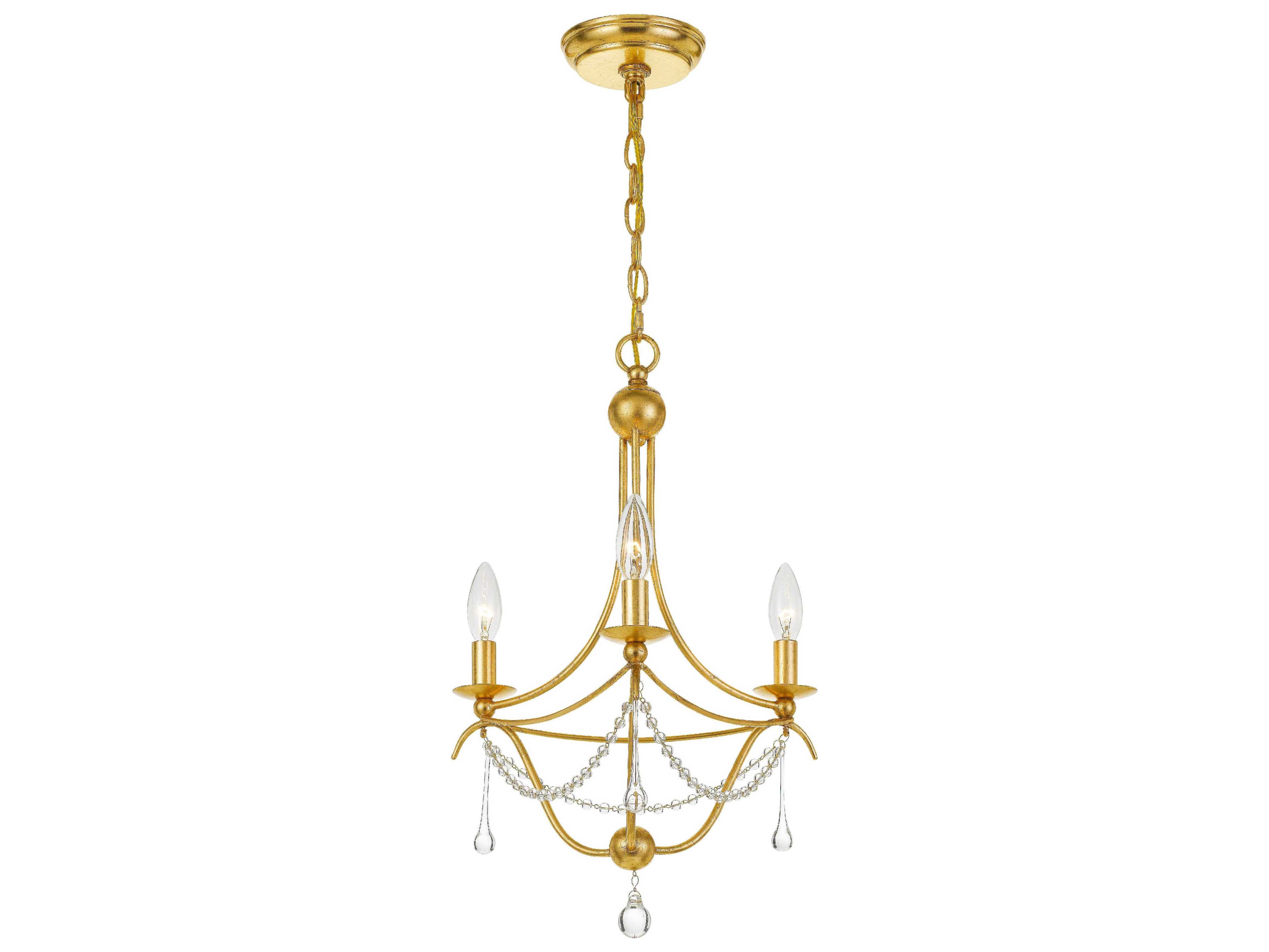 Crystorama Metro Antique Gold 3light 15'' Wide Mini Chandelier CRY423GA