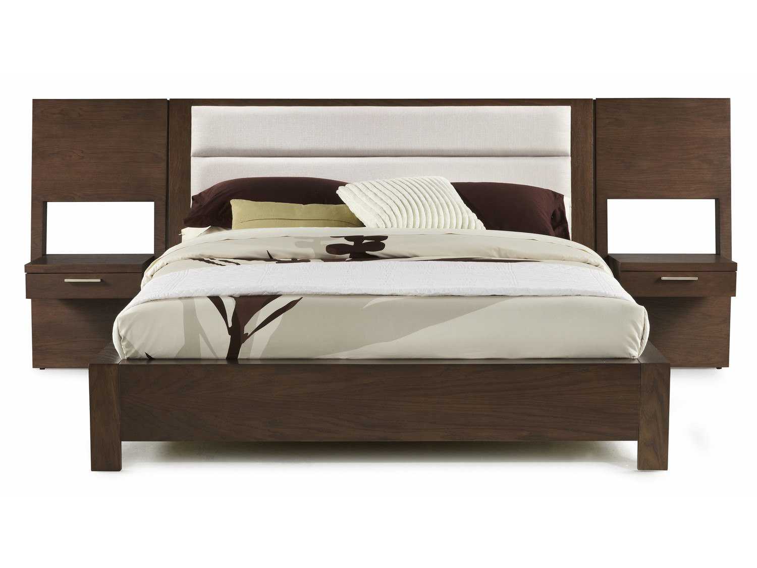 Casana Hudson Queen Upholstered Platform Bed with Panel Nightstands