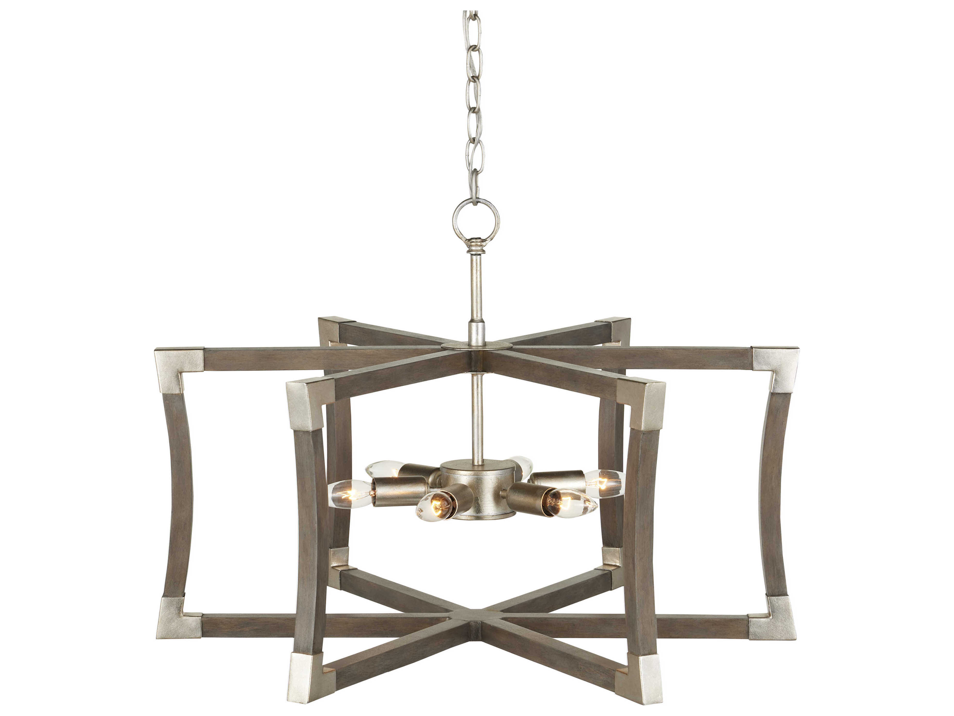 Currey & Company Chateau Gray/contemporary Silver Leaf 6lights Outdoor