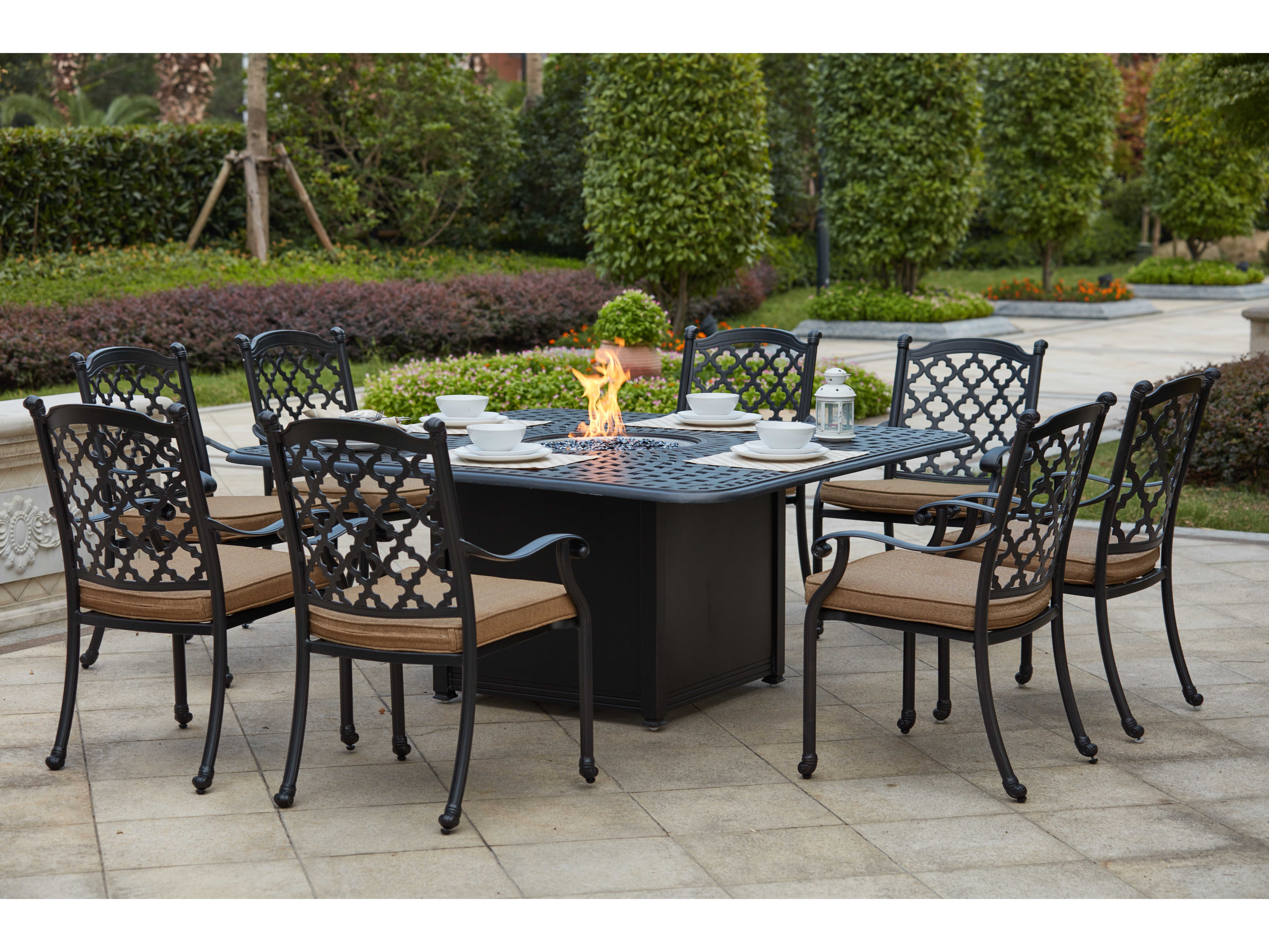 Darlee Outdoor Living Madison Cast Aluminum 9 Piece Propane Fire Pit