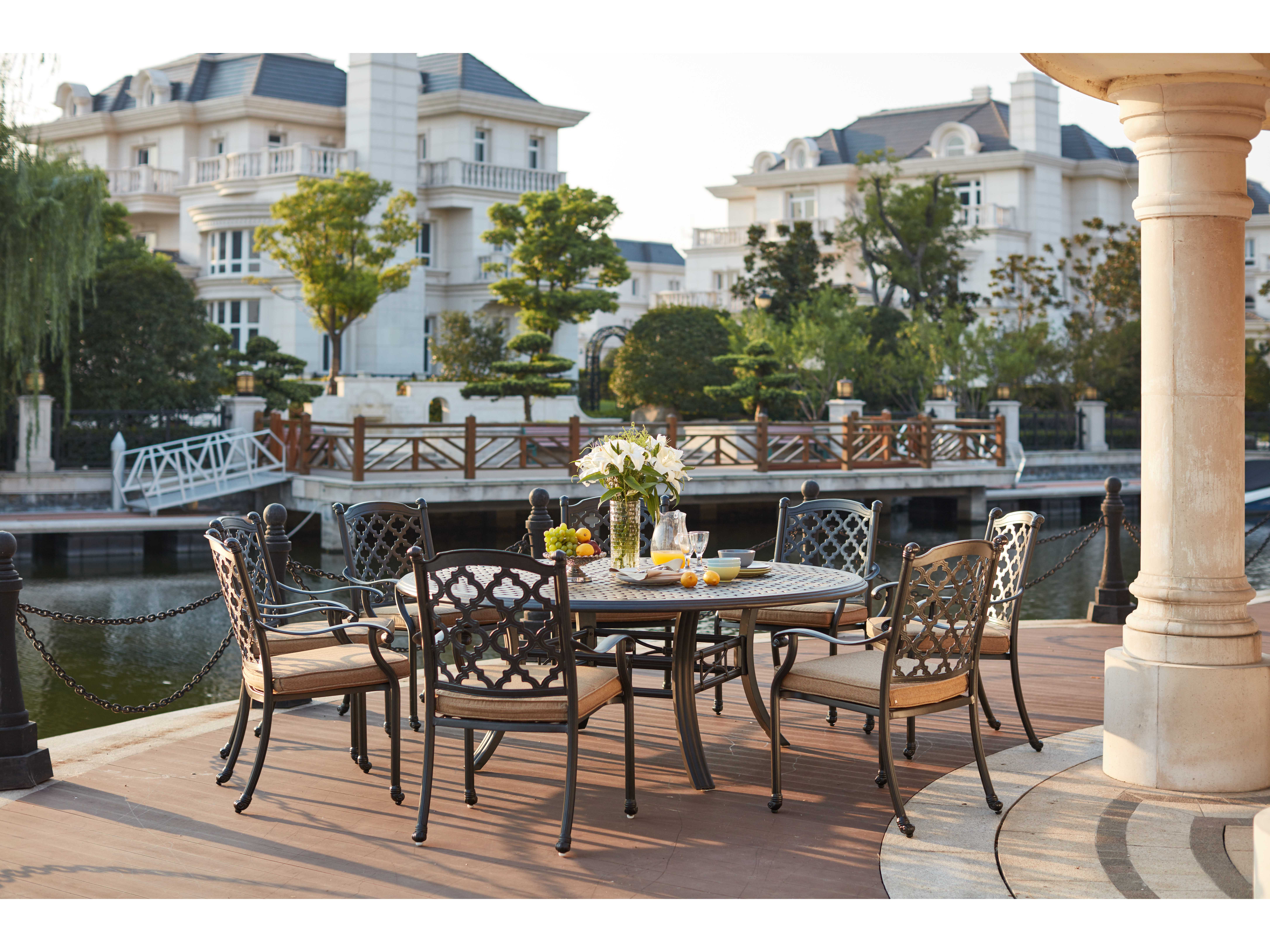 Darlee Outdoor Living Madison Cast Aluminum 9 Piece Dining Set with 71